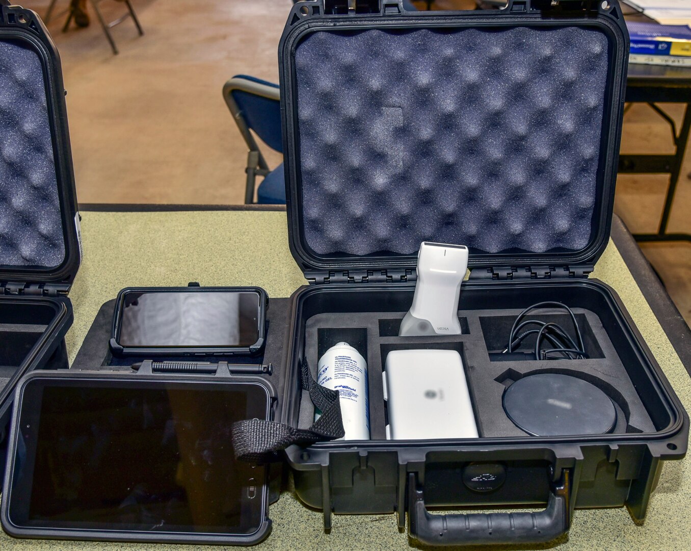 A close-up view of one of the Ultrasound Field Portable kits.
