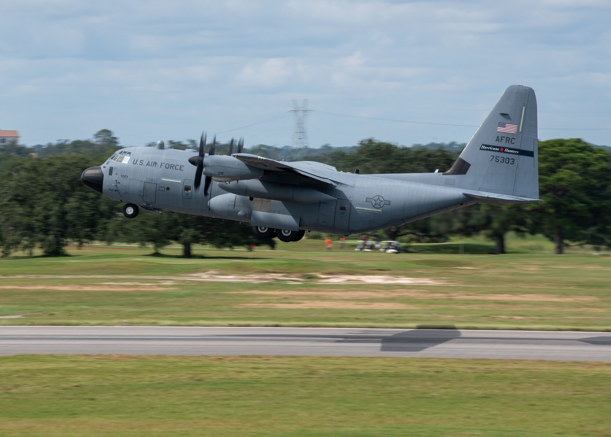WC-130J aircraft takes takes off.