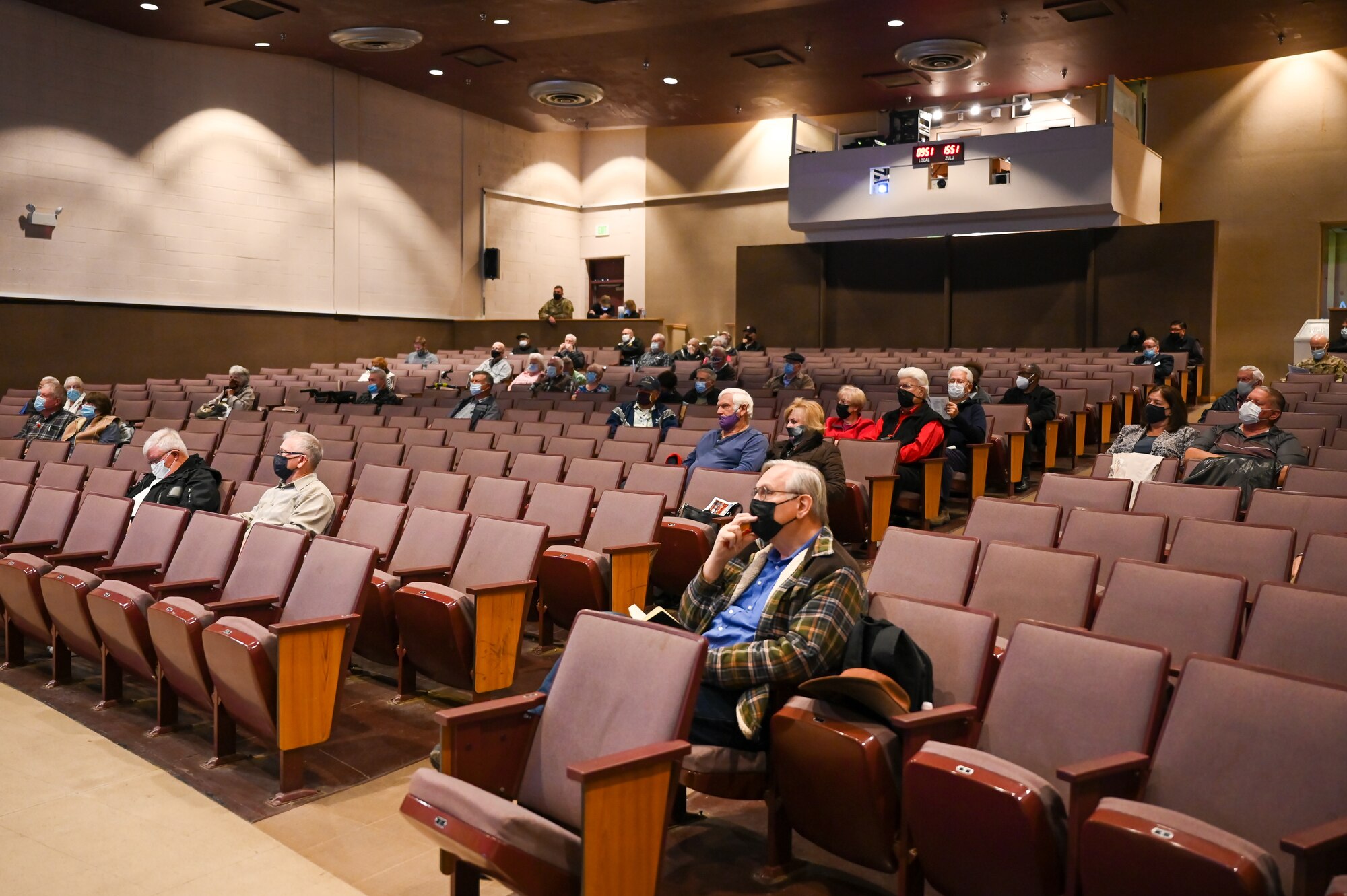 Retirees listen to the keynote speakers during Retiree Appreciation Day Oct. 26, 2021, at Hill Air Force Base, Utah. The event gave the base and other agencies an opportunity to voice their gratitude for the dedicated service of the area’s approximately 22,000 military retiree population, and provided information regarding current services, information, resources and benefits. (U.S. Air Force photo by Cynthia Griggs)