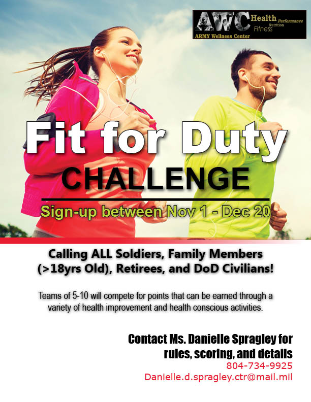 Fit for Duty Challenge > Kenner Army Health Clinic > Articles