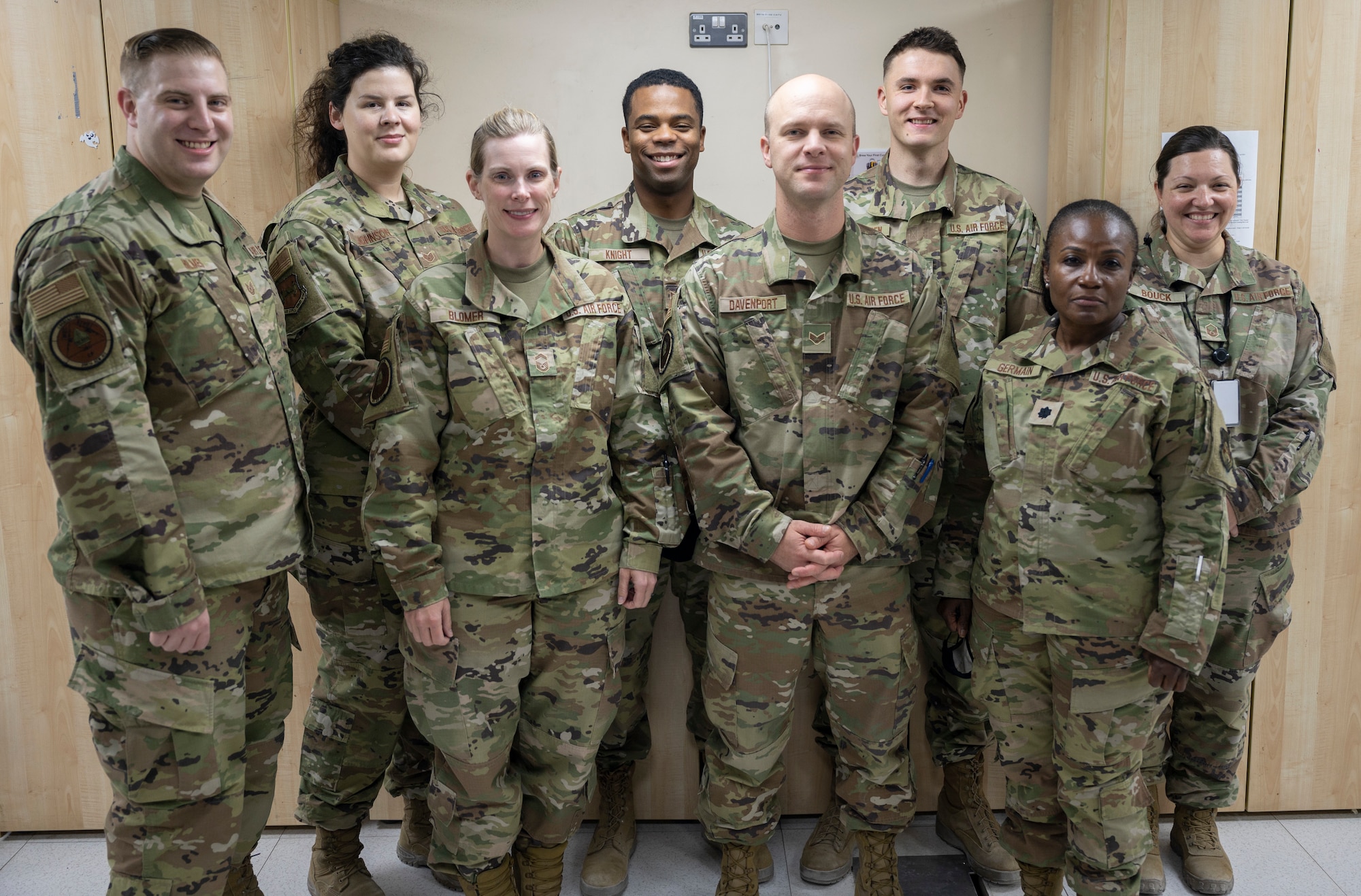 Members of the 386th Air Expeditionary Wing Command Post pose for a group photo at Ali Al Salem Air Base, Kuwait, Sept. 8, 2021.