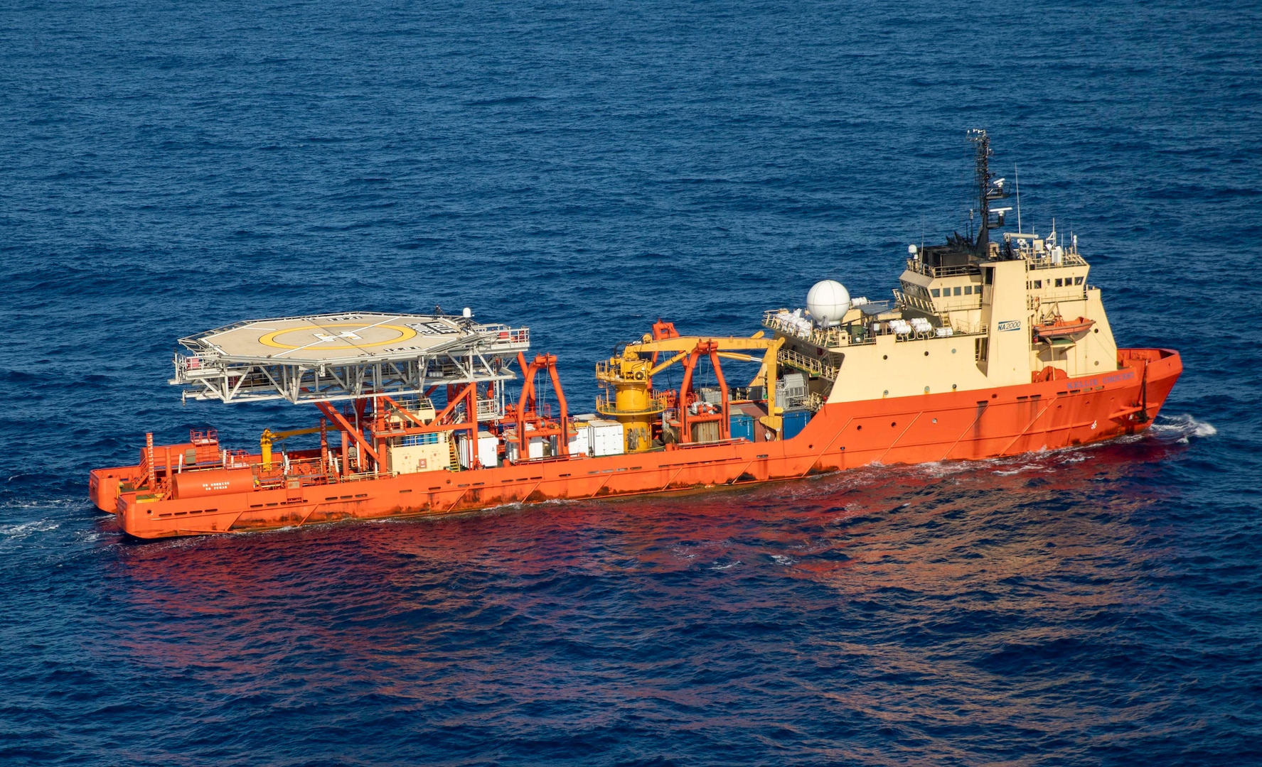 The special mission ship U.S. Motor Vessel Kellie Chouest steams in the Caribbean Sea while participating in a passing exercise (PASSEX), with the Dominican Republic Navy and USS Billings (LCS 15) Oct. 24, 2021.