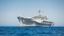 The Blue Ridge-class command and control ship USS Mount Whitney (LCC 20) transits the Mediterranean Sea August 4, 2021 during Large Scale Exercise 2021.