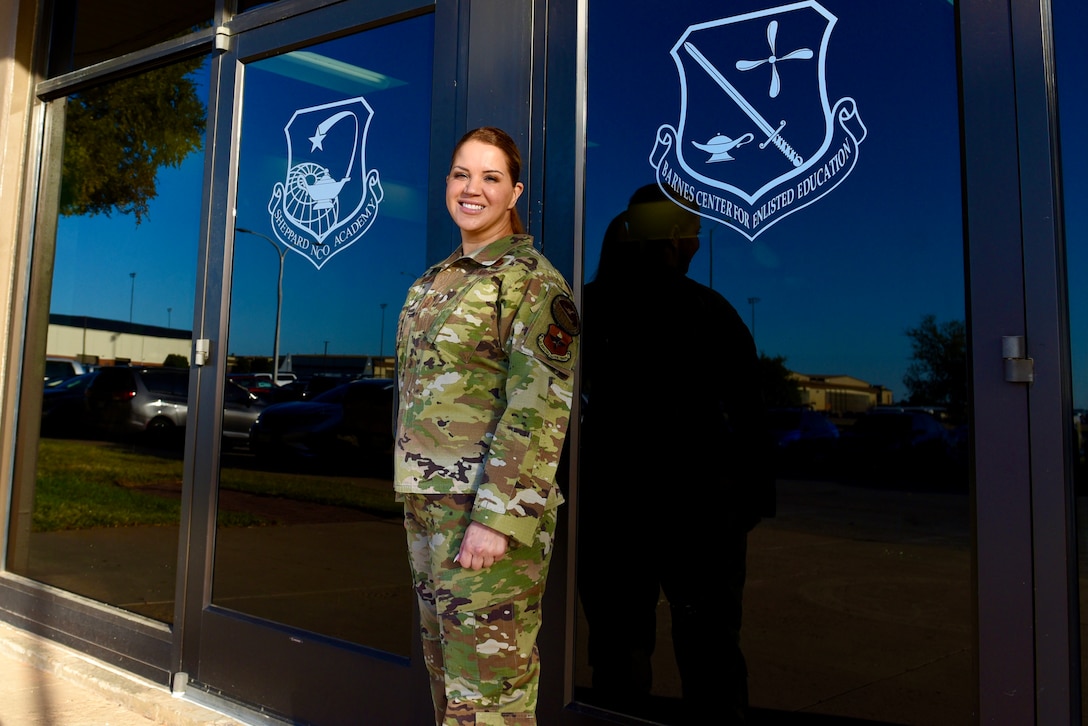 Chief Master Sgt. Julia Bruner poses at Sheppard NCOA