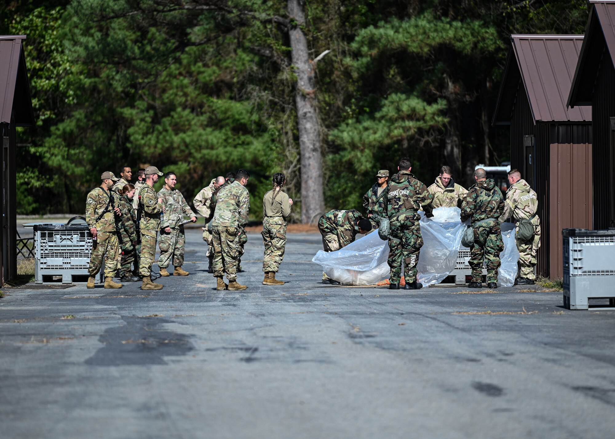 Airmen conduct a CBRN simulation