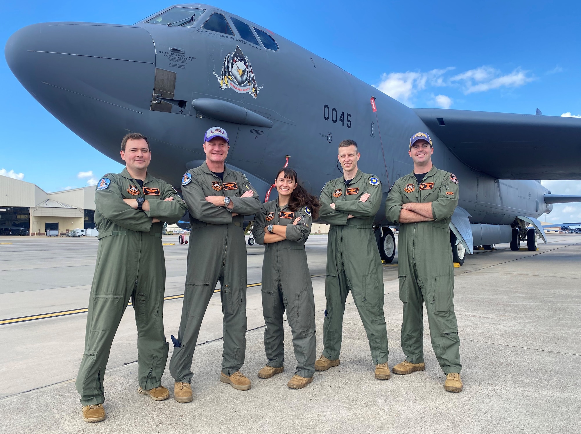 Airman standing outside a B-52