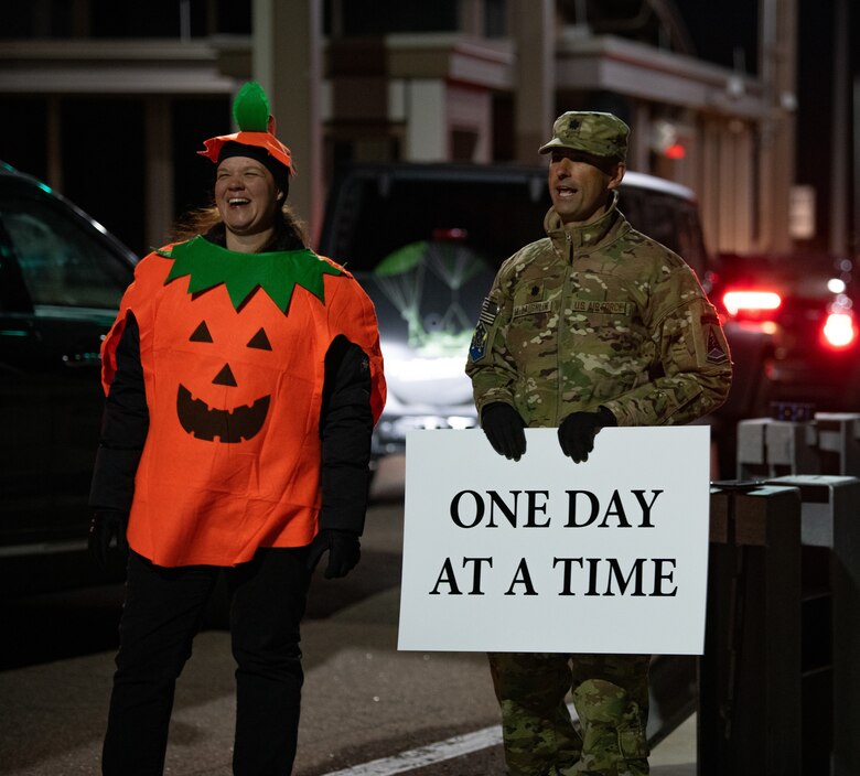People hold sign.