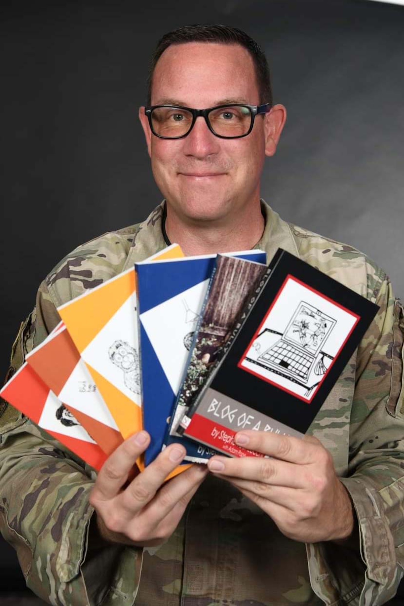 Luke Air Force Base, Ariz. -- Reserve Citizen Airman Staff Sgt. Stephen Zanzucchi, 944th Maintenance Squadron munitions support equipment maintenance crew chief, poses for a photo at Luke Air Force Base, Ariz., October 5, 2021. Zanzucchi was an elementary school teacher prior to U.S. Air Force Reserve and wrote children’s books to encourage his students to read. (U.S. Air Force photo/Master Sgt. Courtney Richardson)