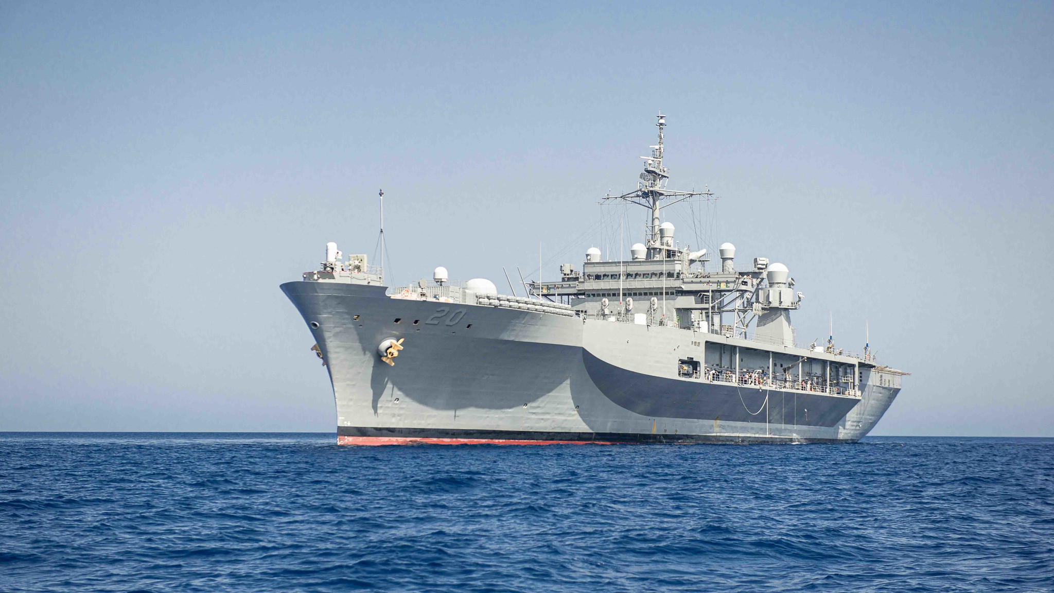 The Blue Ridge-class command and control ship USS Mount Whitney (LCC 20) transits the Mediterranean Sea August 4, 2021 during Large Scale Exercise 2021.
