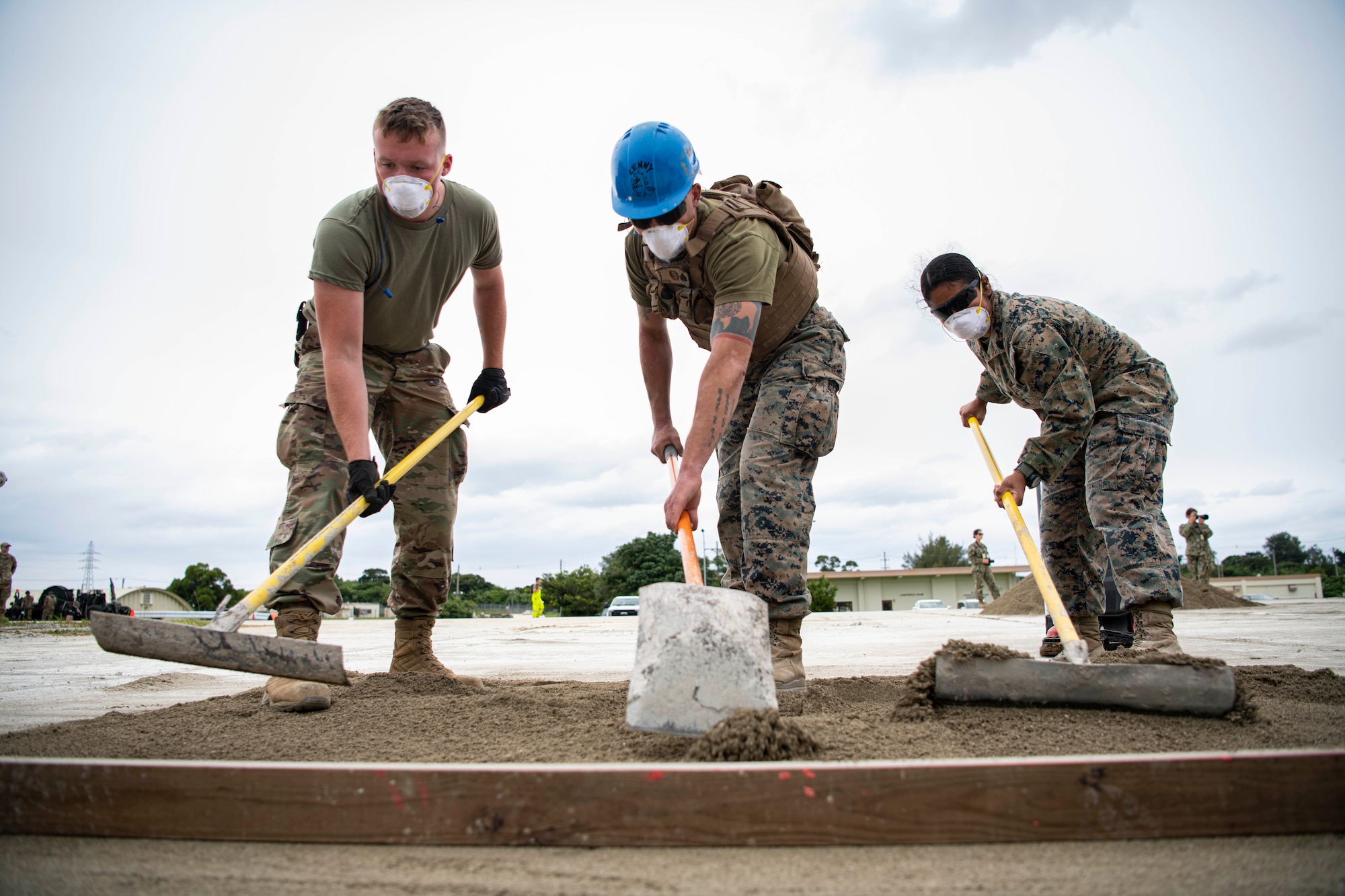 USAF, USMC, USN conduct airfield damage repairs.