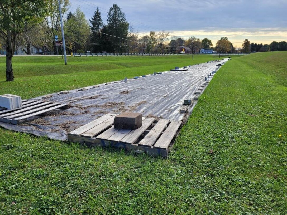Solarizing 350 feet of soil near the Lakeview recreation area at Mosquito Creek Lake (U.S. Army photo by Jamison Conley).
