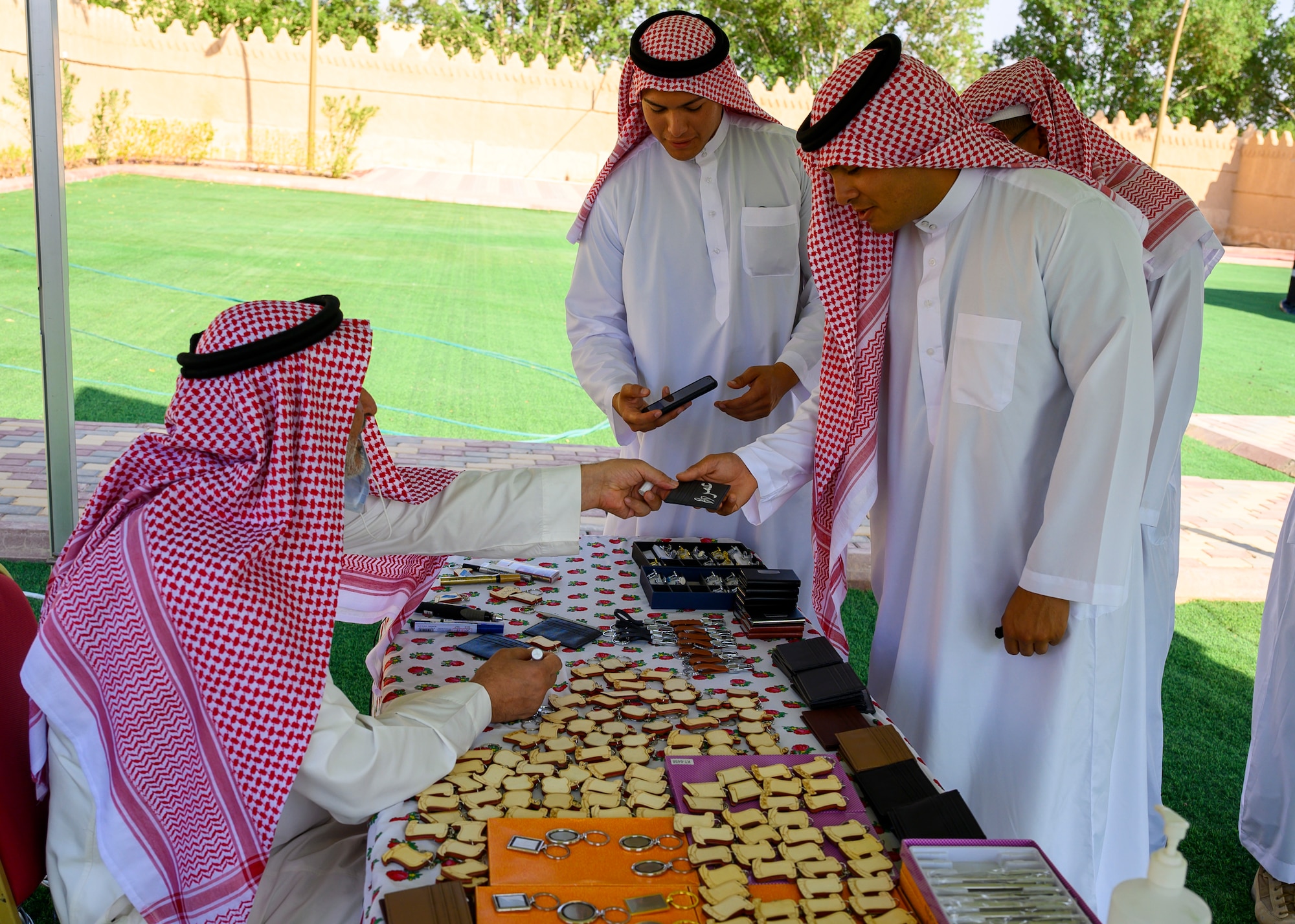 More than 500 U.S. service members from across Prince Sultan Air Base attended the third Saudi Cultural Days at the PSAB Museum, Kingdom of Saudi Arabia, Oct. 14 to Oct. 16, 2021. The event was hosted through a collaborative effort between the Scientist Gifts Program, local members of the Royal Saudi Air Force, and the 378th Air Expeditionary Wing Host Nation Coordination Cell, to provide an opportunity for joint U.S. forces to learn about the history, culture and traditions of the nation of Saudi Arabia. Event attendees received an informational presentation, toured the museum, interacted with native animals, tried on traditional Saudi Arabian clothing, and enjoyed dates, tea, and other local food.