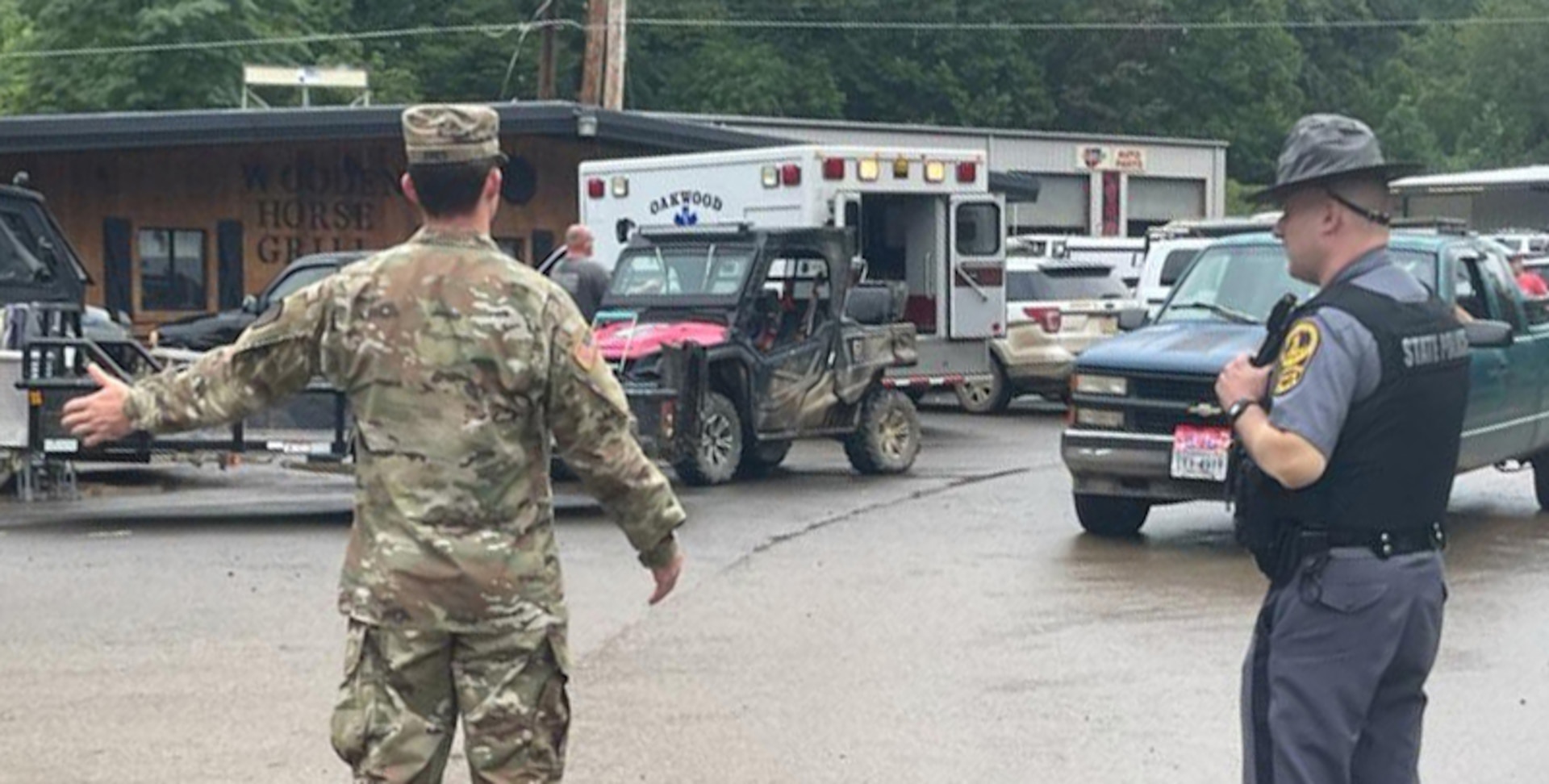 Virginia National Guard Soldiers assist state and local emergency services organizations with flood response Aug. 31, 2021, in Buchanan County, Virginia. Additional Soldiers were staged in Winchester and Fredericksburg for possible flood response operations.