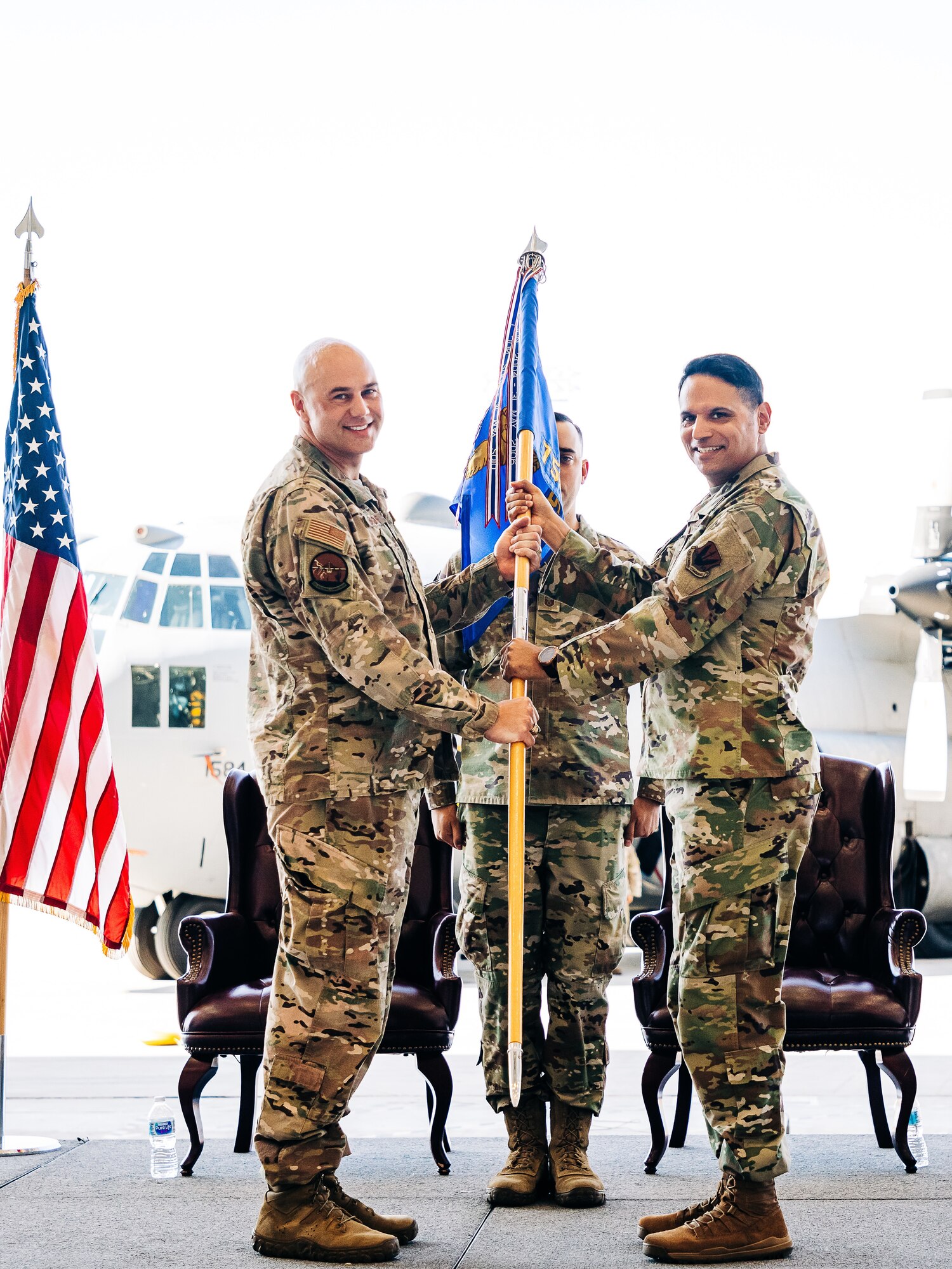 A change of command photo with Lt. Col. Rao