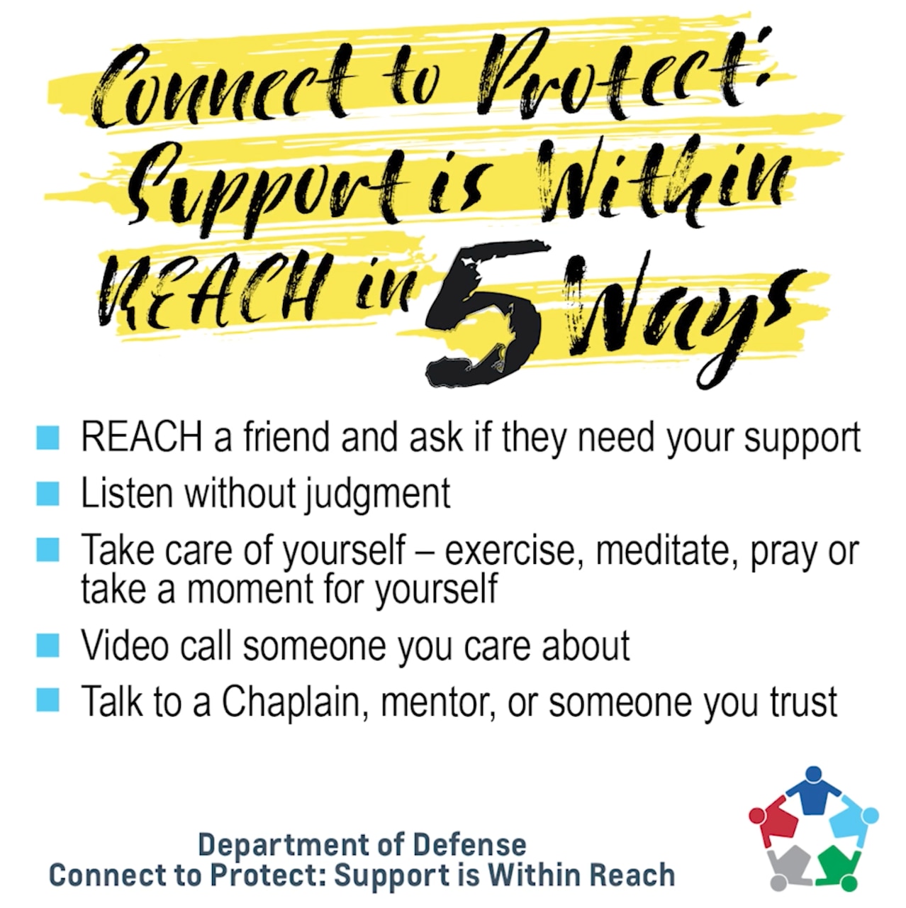 Connect to Protect: Support is within reach in 5 ways graphic.