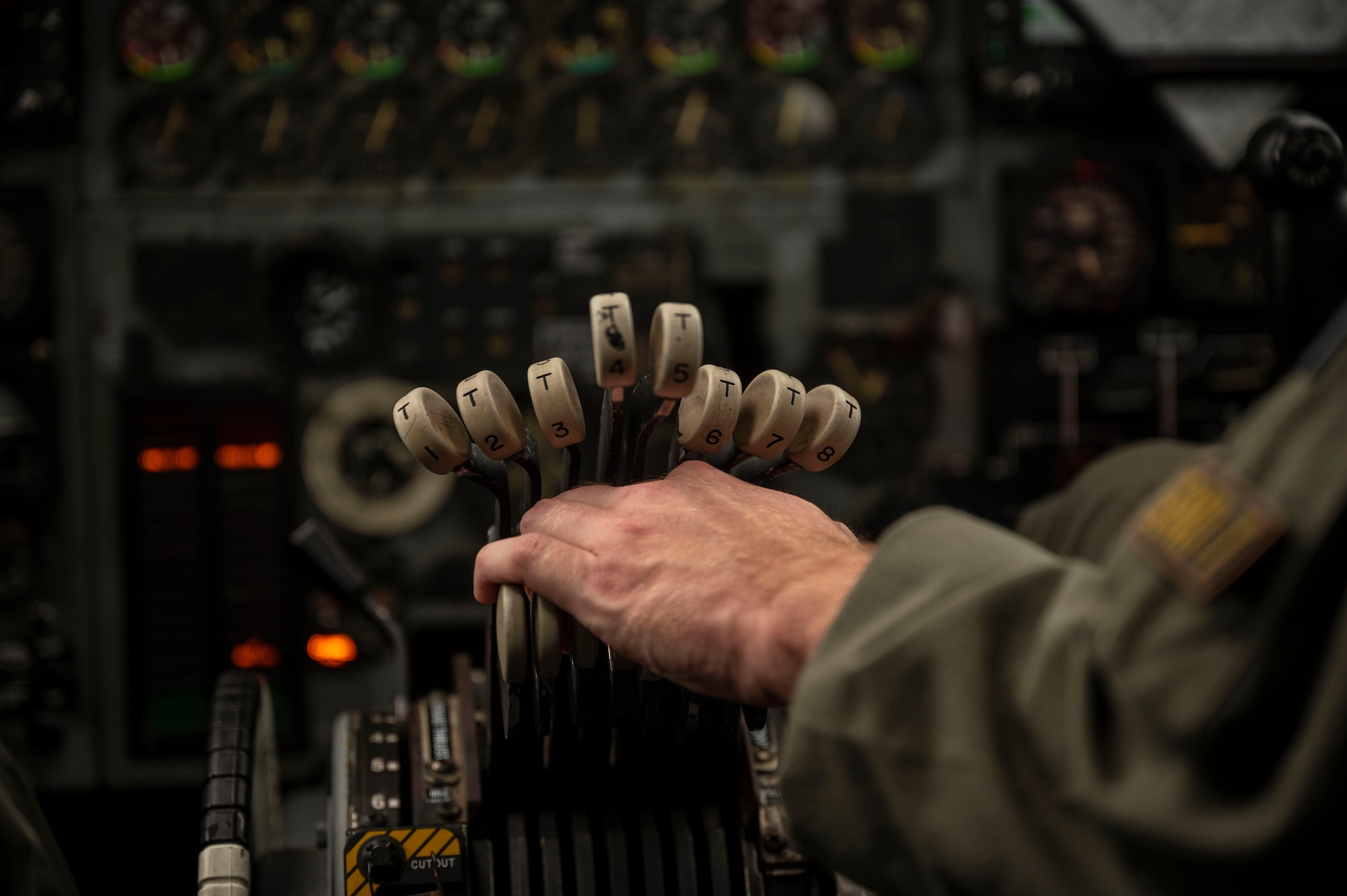 A U.S. Air Force B-52 Stratofortress aircrew member assigned to the 20th Bomb Squadron, Barksdale Air Force Base, Louisiana, prepares to take off August 31, 2021, at Andersen Air Force Base, Guam. This deployment allows aircrew and support personnel to conduct theater integration and to improve bomber interoperability with allies and partners. (U.S. Air Force photo by Senior Airman Charles T. Fultz)