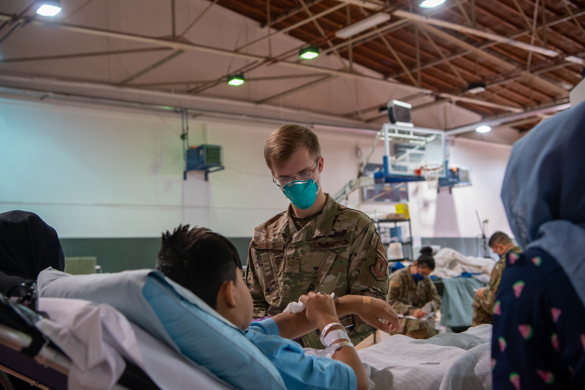 Doctor provides care to patient.