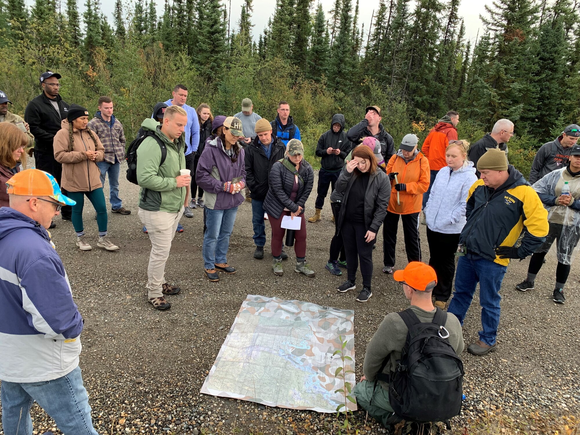 Members of the Tennessee Air National Guard from a variety of career fields participated in land navigation and survival skill training in the more rural parts of Eielson Air Force Base, Alaska, Aug. 19, 2021. Survival skills learned included fire production, emergency rations, map reading, signaling for help, and procuring shelter.