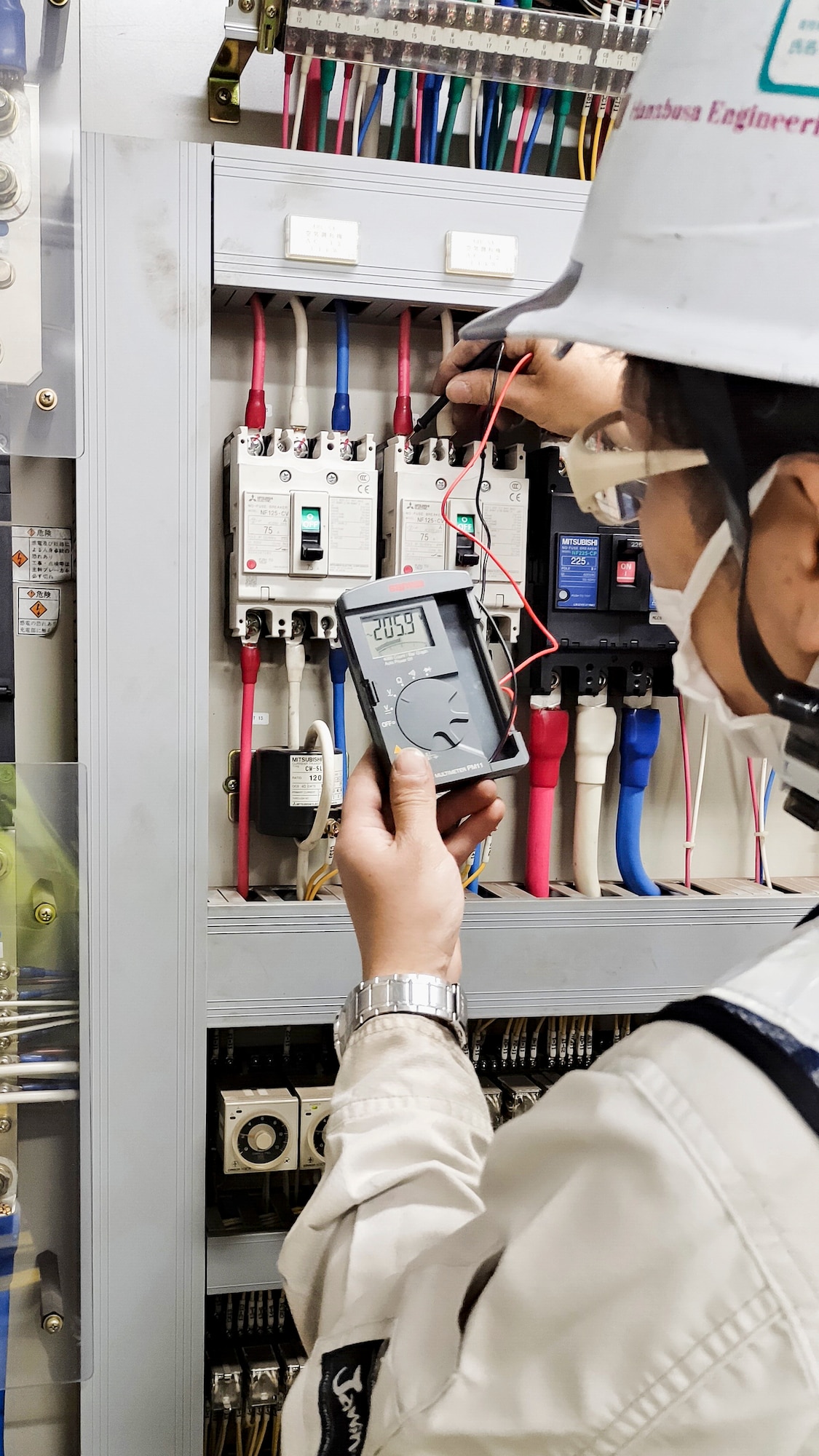 A contractor uses a voltmeter