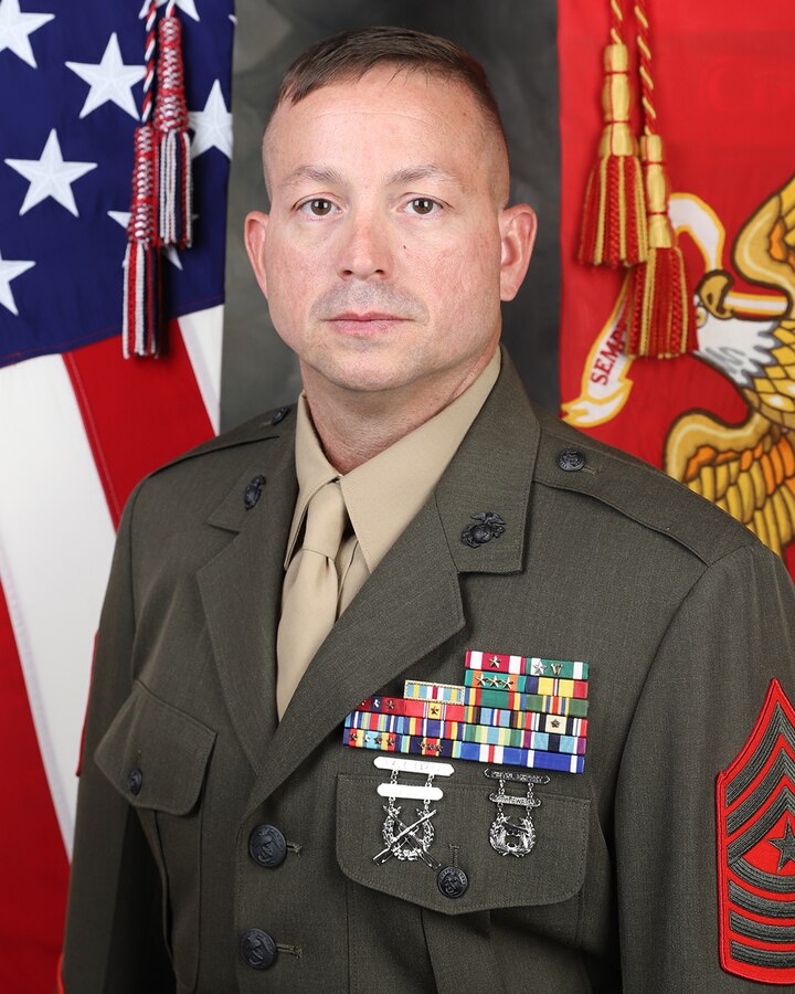 Bio photo for SgtMaj Radel of the Marine Corps.