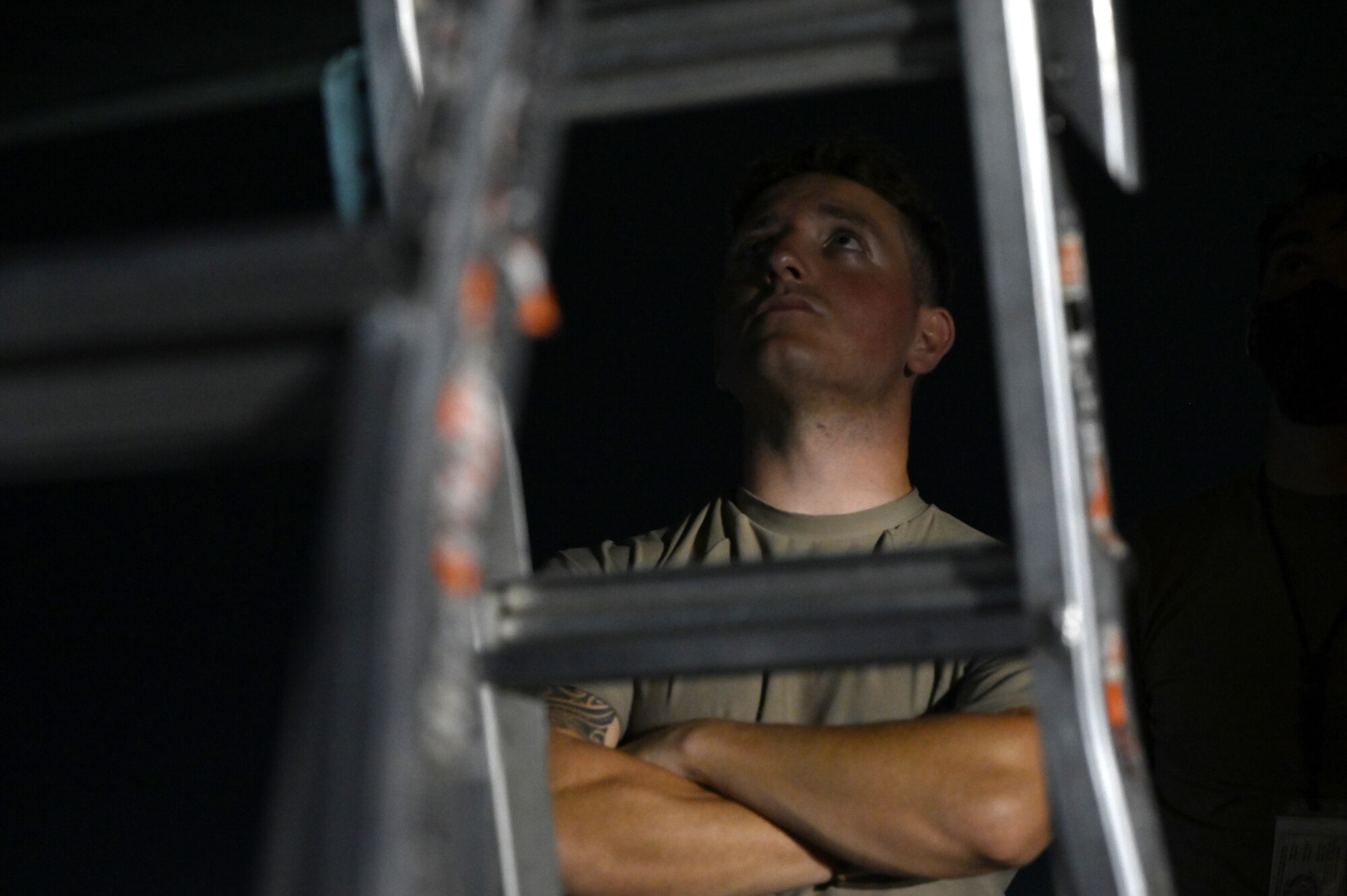 U.S. Air Force Senior Airman Archie Achadinha, 20th Aircraft Maintenance Unit crew chief, Barksdale Air Force Base, Louisiana, inspects a B-52 Stratofortress at Andersen Air Force Base, Guam, Aug. 26, 2021. Andersen acts as a staging point for the B-52 in support of Pacific Air Forces’ Bomber Task Force deployment, allowing commanders to address a variety of global challenges through the engagement of the bomber. (U.S. Air Force photo by Staff Sgt. Alysia Blake)