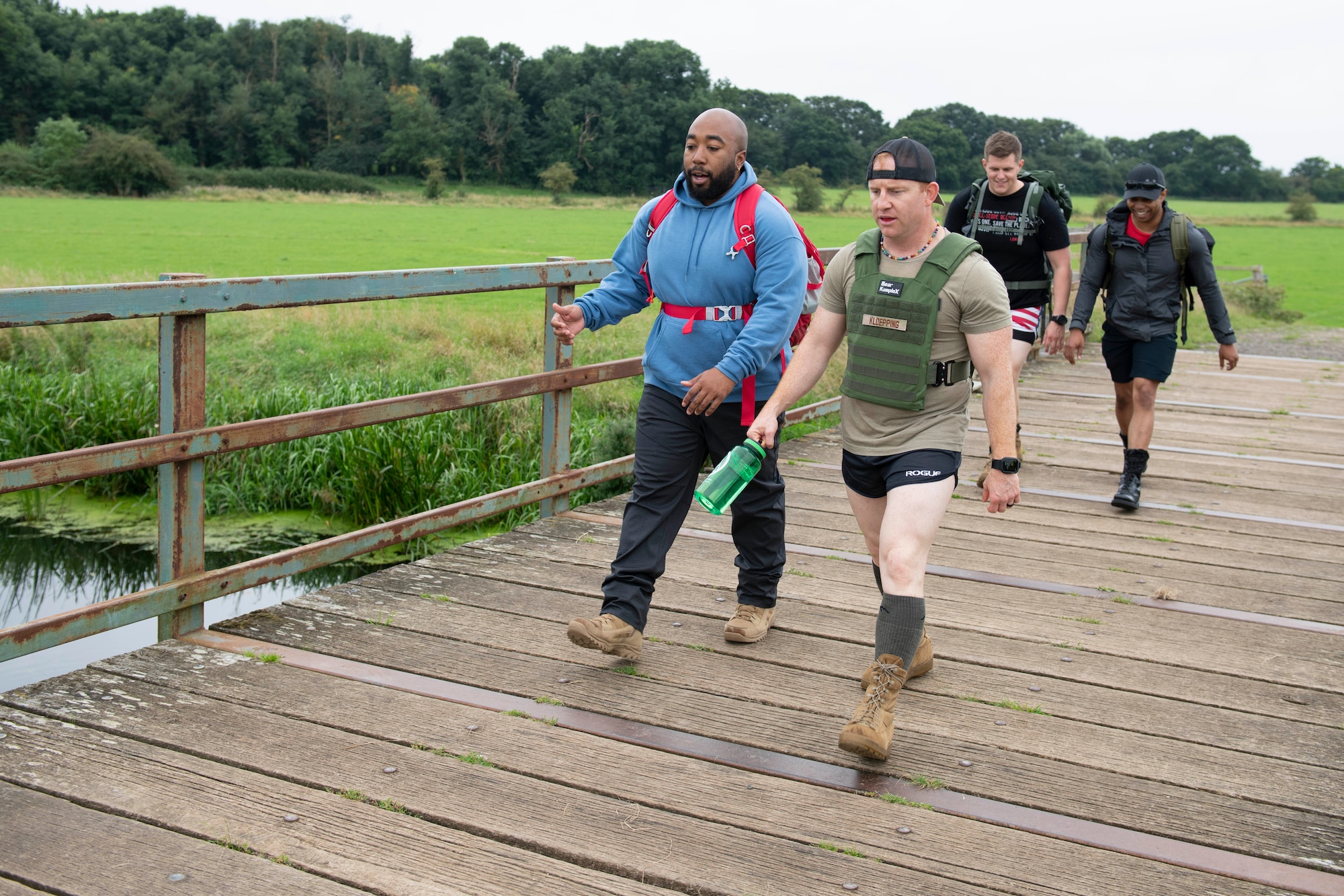 U.S. and U.K. veterans and active-duty military members from across the United Kingdom join together to train for the Irreverent Warriors Silkies Hike in Hemingford Grey, United Kingdom, Aug. 21, 2021. (U.S. Air Force photo by Senior Airman Jennifer Zima)
