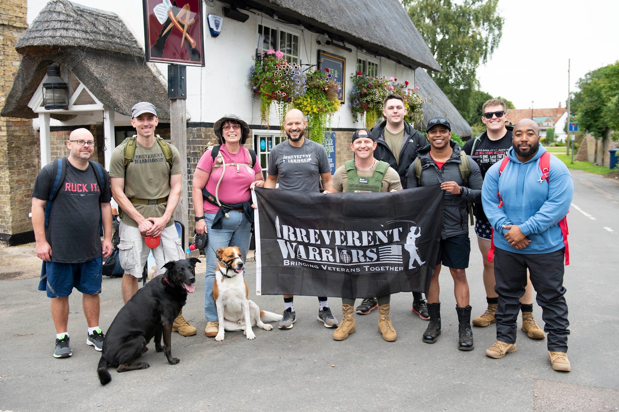 U.S. and U.K. veterans and active-duty military members from across the United Kingdom join together to train for the Irreverent Warriors Silkies Hike in Hemingford Grey, United Kingdom, Aug. 21, 2021. (U.S. Air Force photo by Senior Airman Jennifer Zima)