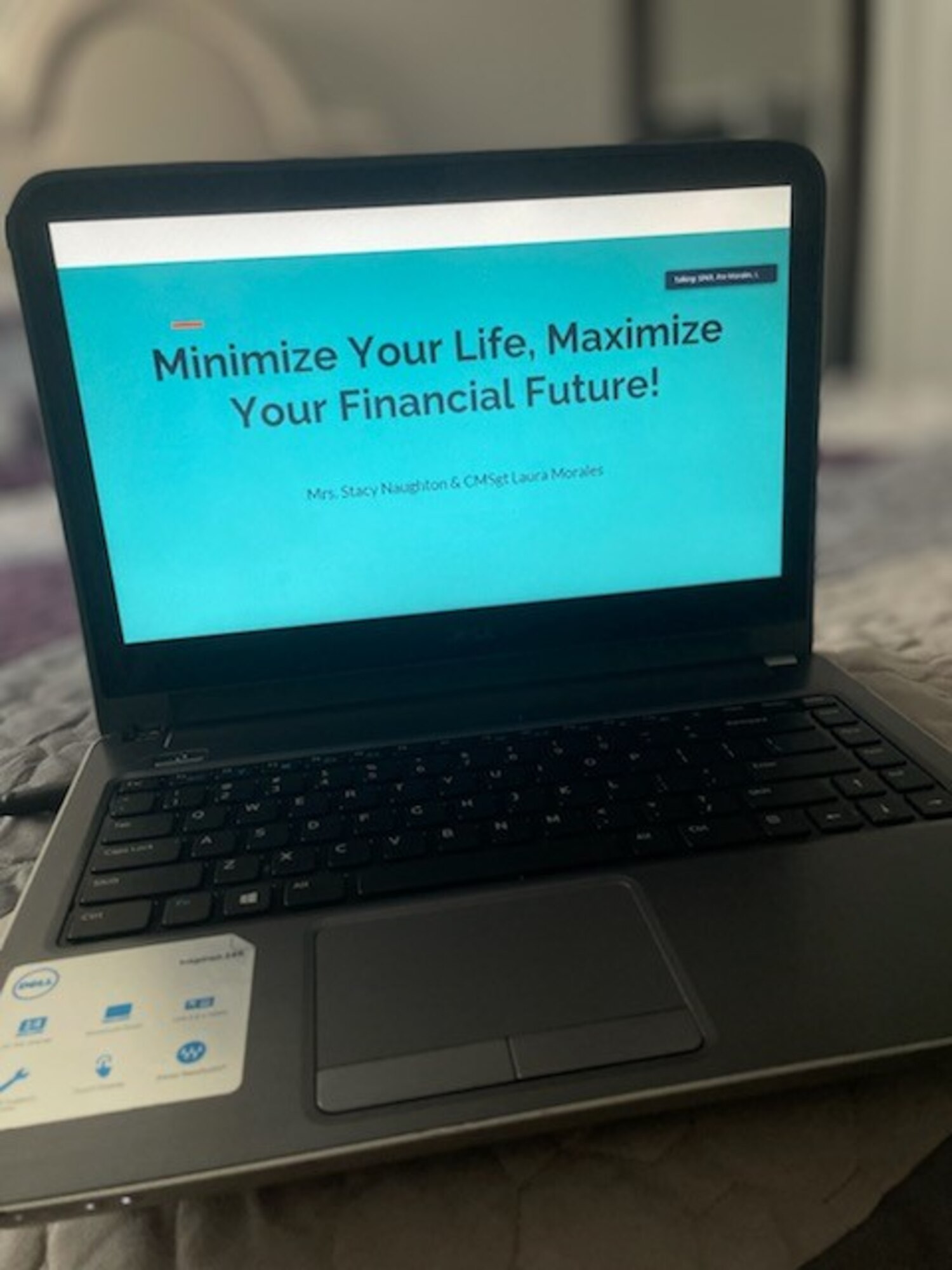 Image of a computer screen that says Minimize Your Life, Maximize Your Financial Future