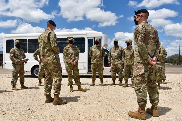 2nd Air Force commander, prepares to recognize 17th Security Force Squadron Airmen.