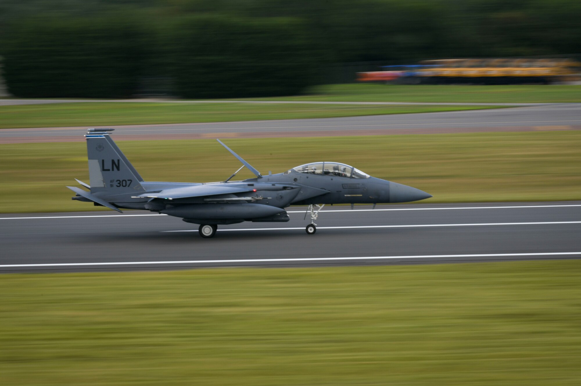 Several F-15E Strike Eagle’s assigned to the 492d Fighter Squadron arrive in support of an Agile Combat Employment exercise at RAF Fairford, England, Aug. 23, 2021. The exercise enables U.S. forces in Europe to operate from locations with varying levels of capacity and support. This further ensures Airmen and aircrews are postured to deliver lethal combat power across the full spectrum of military operations. (U.S. Air Force photo by Master Sgt. Jeff Andrejcik)
