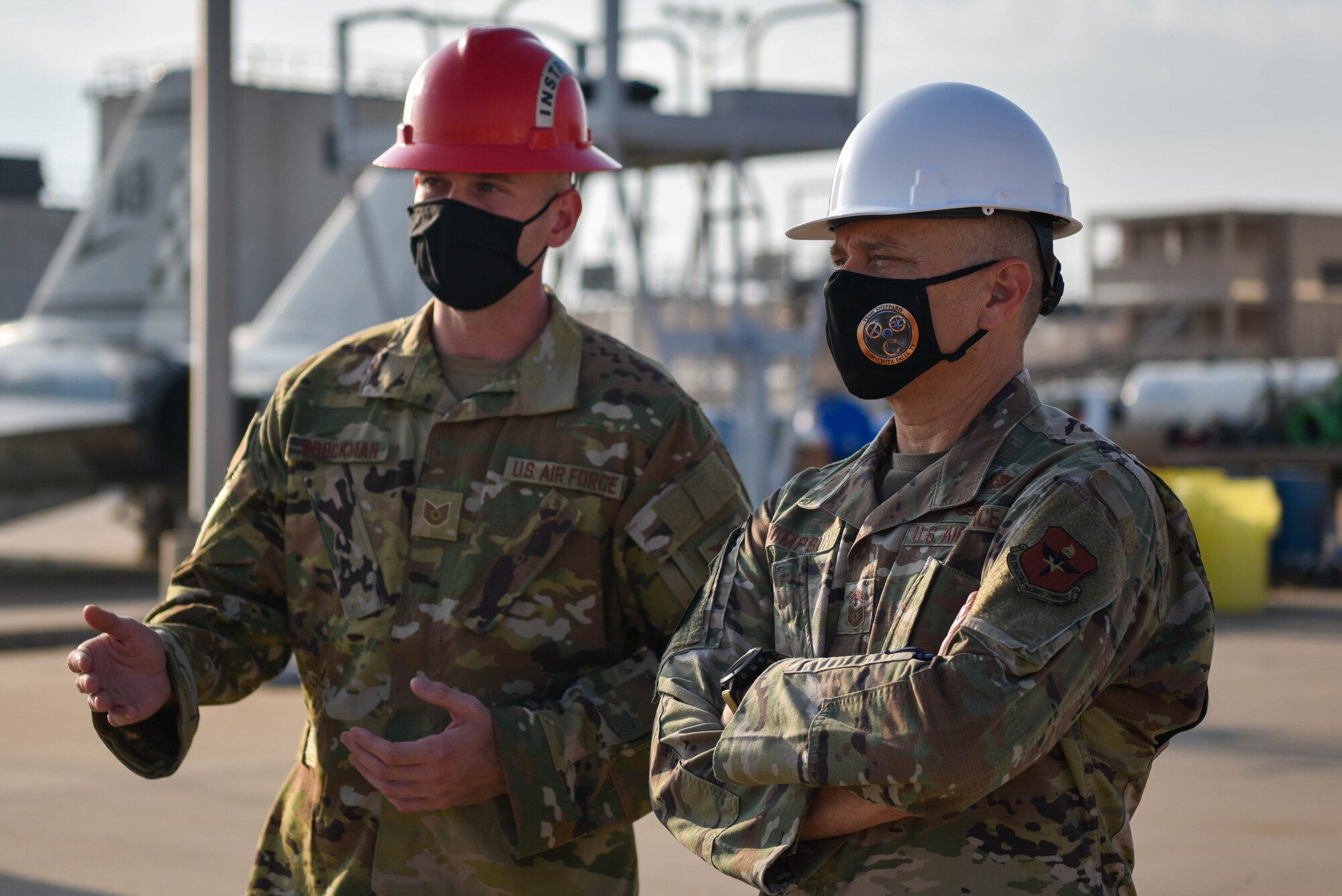 AETC command chief observes operations at the Louis F. Garland Department of Defense Fire Academy.