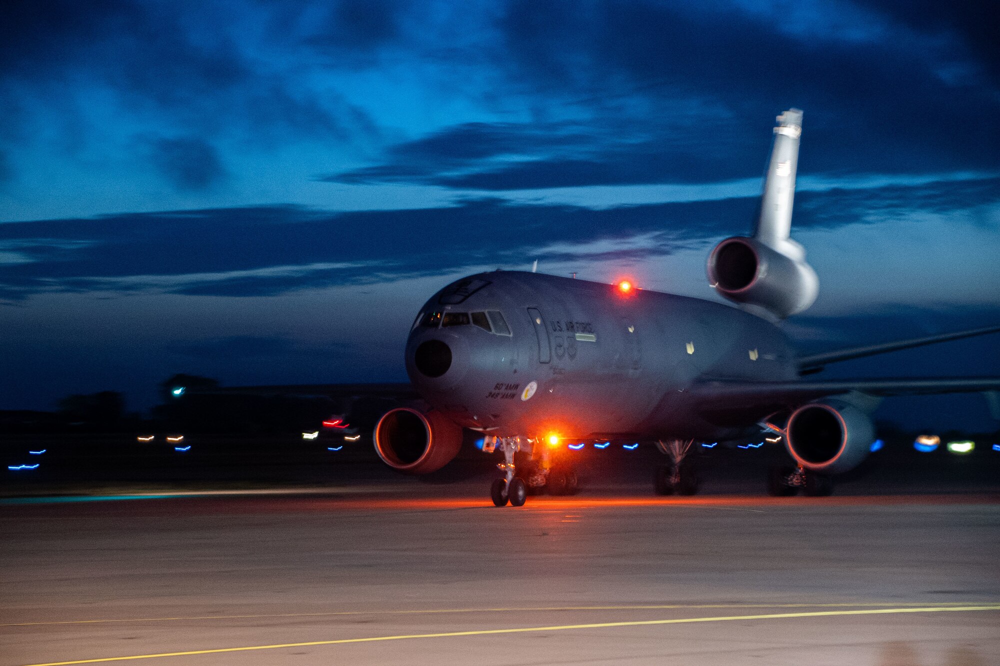 A U.S. Air Force KC-10 Extender lands at Naval Station (NAVSTA) Rota carrying evacuees from Afghanistan, Sept. 1, 2021.