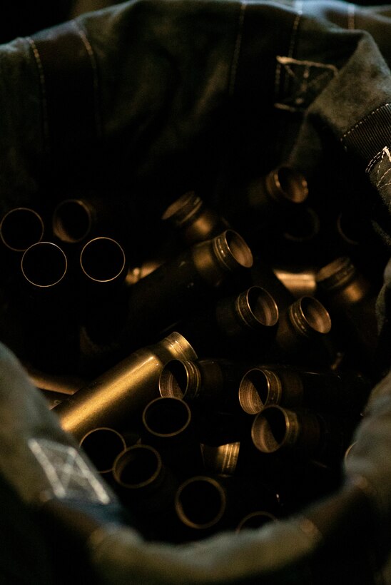 A bag of spent shells sits on the floor of an AC-130J Ghostrider gunship aircraft, assigned to the 27th Special Operations Group, Detachment 2, after a live fire training exercise over Melrose Air
Force Range, N.M., Aug. 19, 2021. The AC-130J is capable of firing 30mm and 105mm rounds with extreme accuracy due to advanced weapon and aiming systems integrated onboard. (U.S. Air Force photo by Senior Airman Christopher Storer)