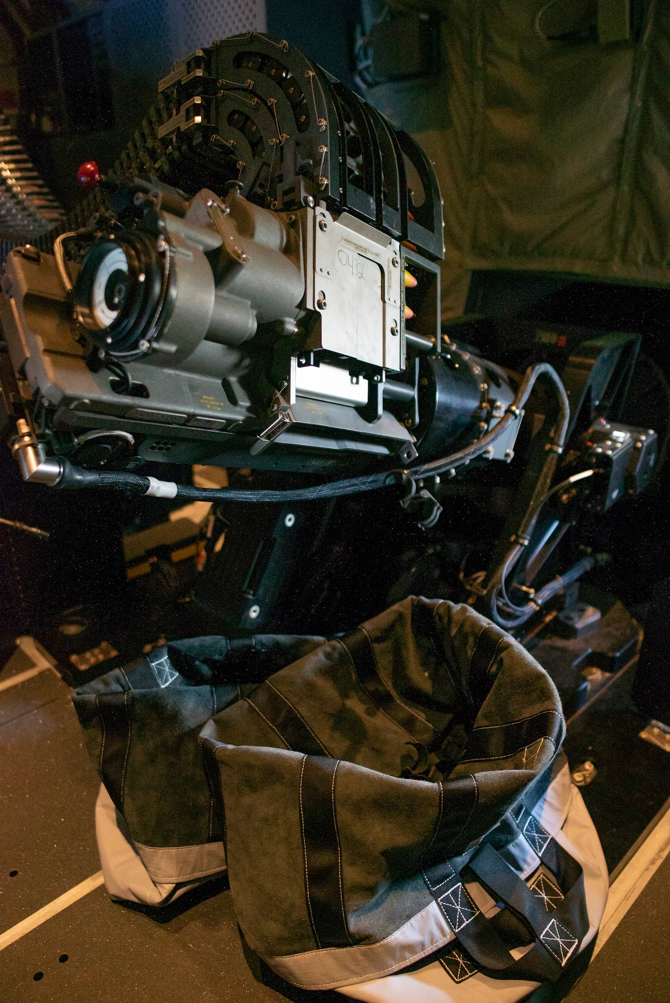 A 30mm cannon onboard the AC-130J Ghostrider gunship aircraft, assigned to the 27th Special Operations Group, Detachment 2, dispenses spent shells and shell spacers during a live fire training exercise over Melrose Air Force Range, N.M., Aug. 19, 2021. Live fire training exercises help aircrew gain familiarity and comfort with the weapons systems on board the AC-130J, ensuring lethality in combat operations downrange. (U.S. Air Force photo by Senior Airman Christopher Storer)