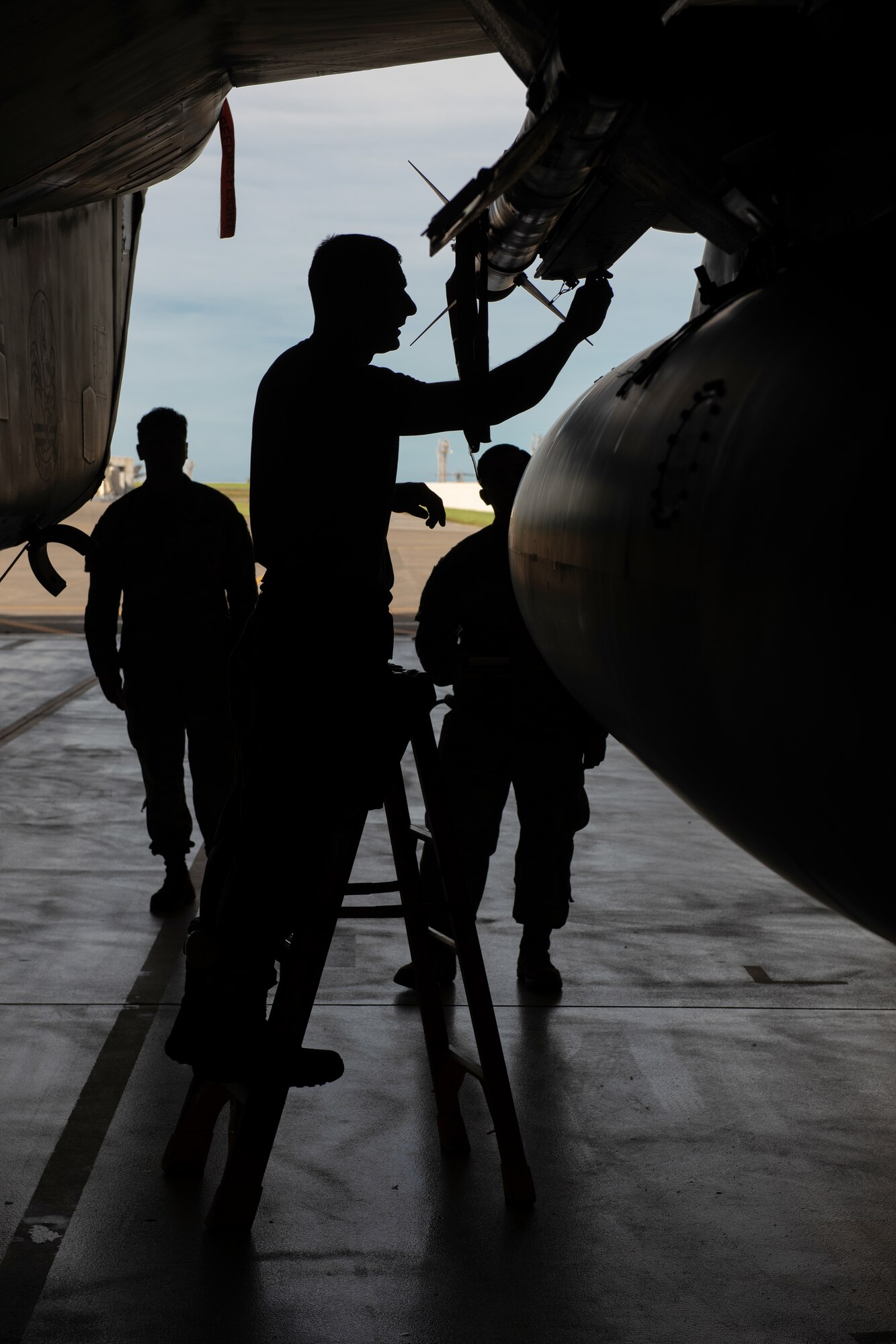 U.S. Air Force Airmen from the 44th Aircraft Maintenance Unit load munitions onto an F-15C Eagle during weapons load training.