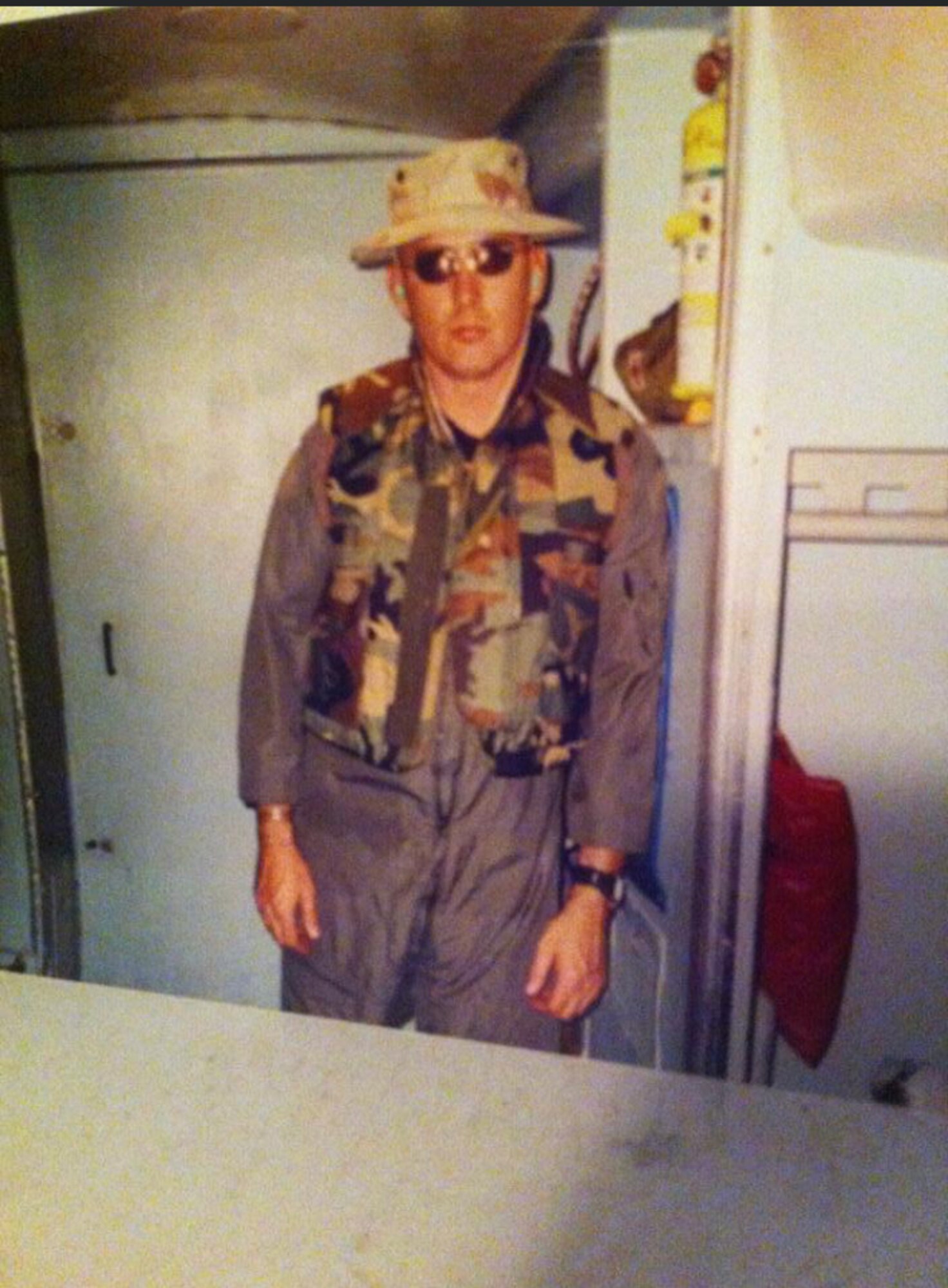 Then Tech. Sgt. Bryan “Skip” Ford, 512th Aircraft Maintenance Squadron flying crew chief, poses for a photo in the crew relief area of a C-5 Galaxy at Dover Air Force Base, Delaware, in late 2001. Ford recently recalled the events of Sept. 11, 2001, while stationed at Dover AFB and how 9/11 changed how he viewed our relative security and freedom as a nation. (Courtesy photo)