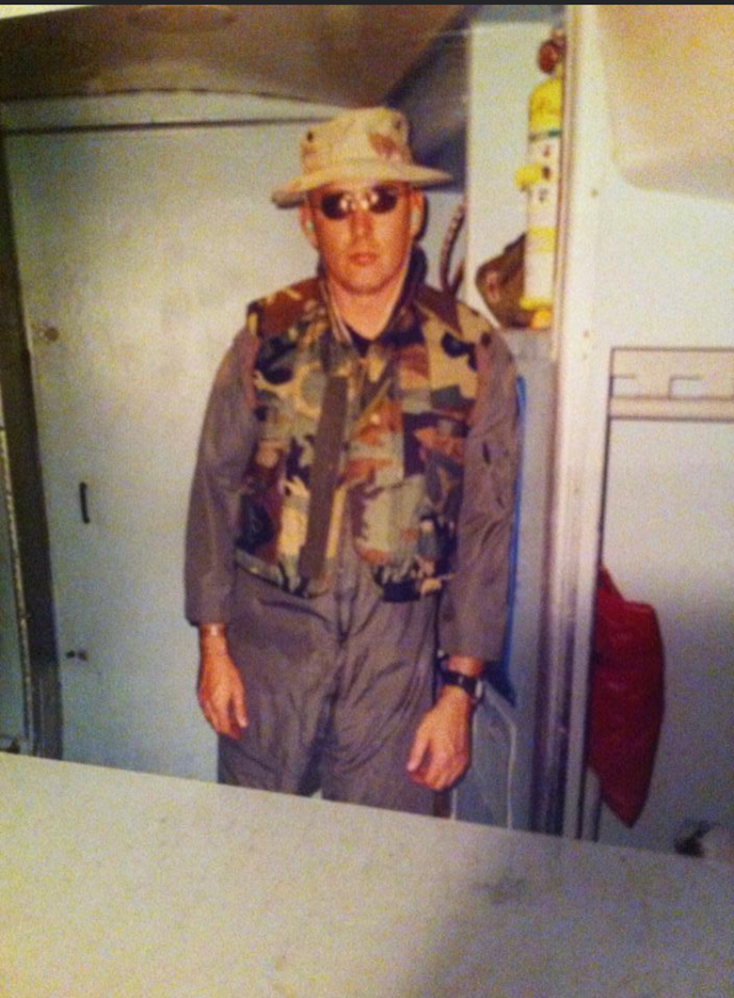 Then Tech. Sgt. Bryan “Skip” Ford, 512th Aircraft Maintenance Squadron flying crew chief, poses for a photo in the crew relief area of a C-5 Galaxy at Dover Air Force Base, Delaware, in late 2001. Ford recently recalled the events of Sept. 11, 2001, while stationed at Dover AFB and how 9/11 changed how he viewed our relative security and freedom as a nation. (Courtesy photo)