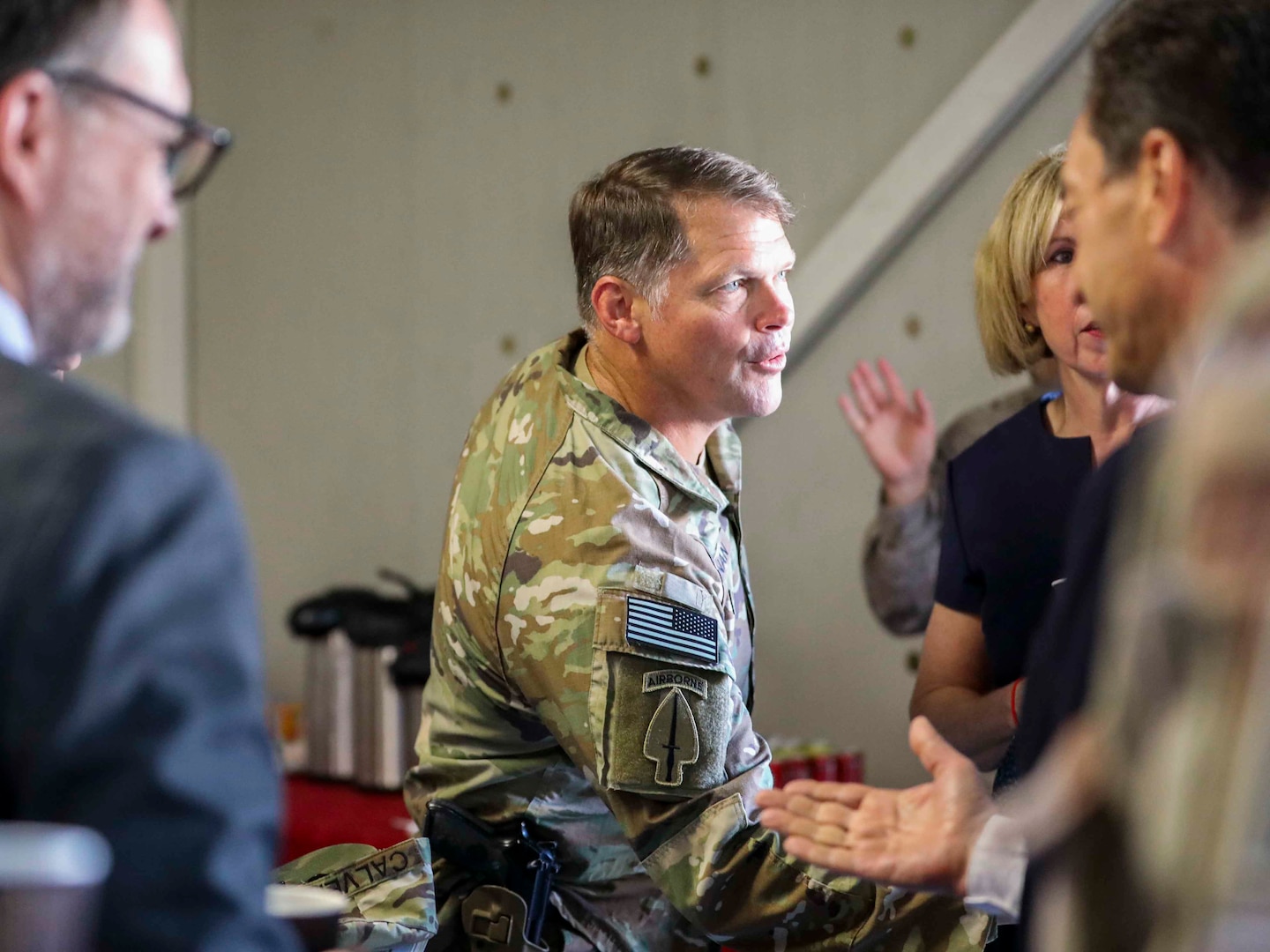 U.S. Army Maj. Gen. John Brennan, Combined Joint Task Force Operation Inherent Resolve (CJTF-OIR) incoming commander, greets ambassadors of joint partner nations during Ambassadors' Day in Baghdad, Iraq.