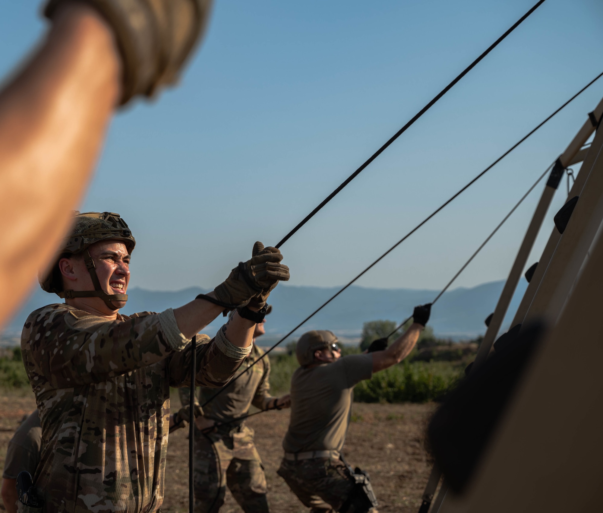 Airmen set-up camp.
