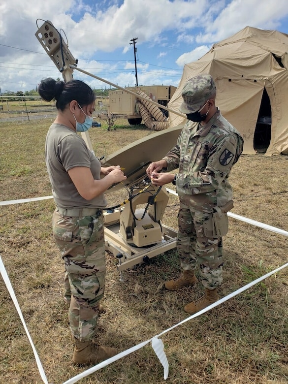303rd Maneuver Enhancement Brigade utilize VSAT to perform daily duties while in field