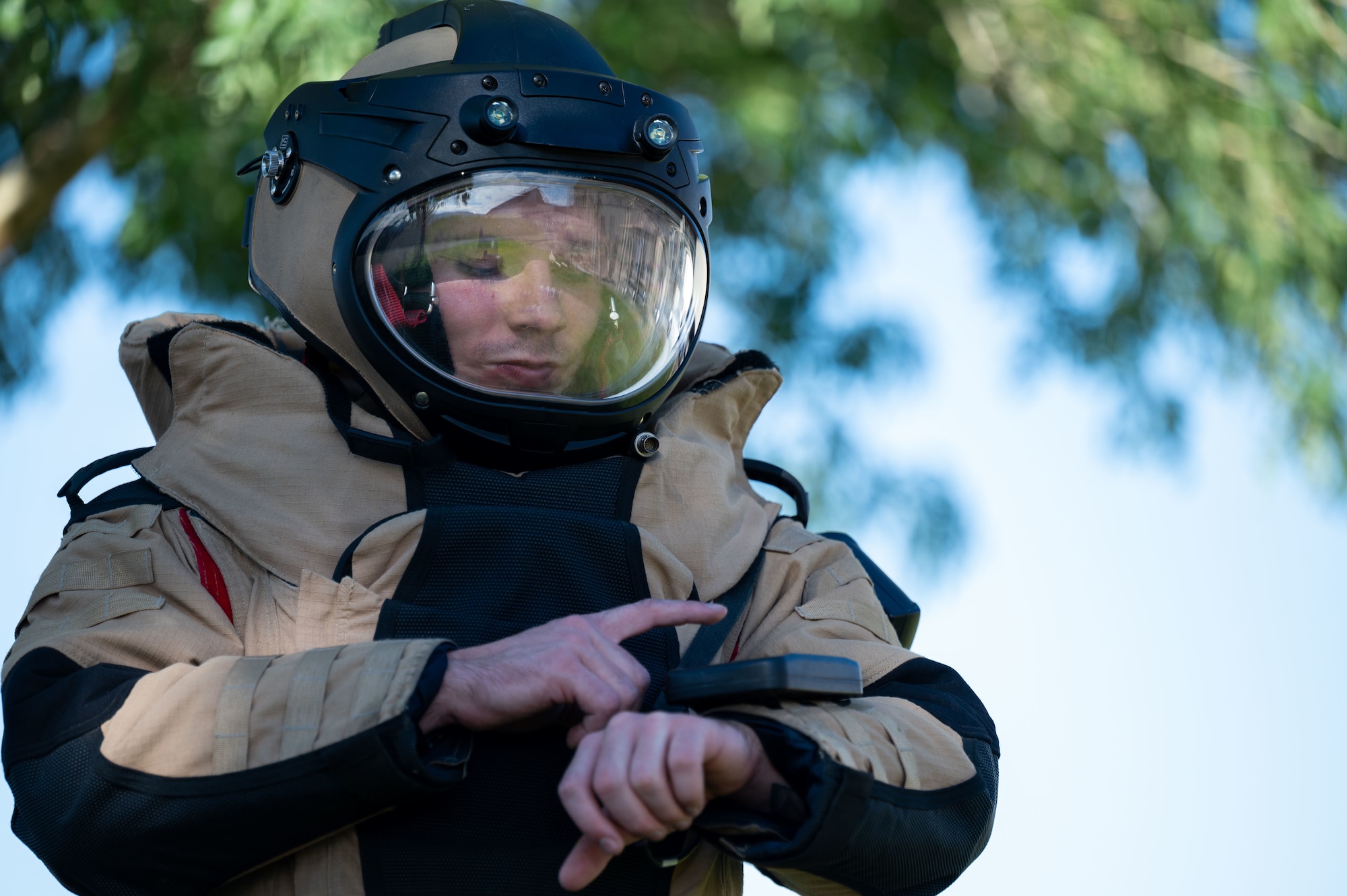 Environmental portrait featuring EOD member.