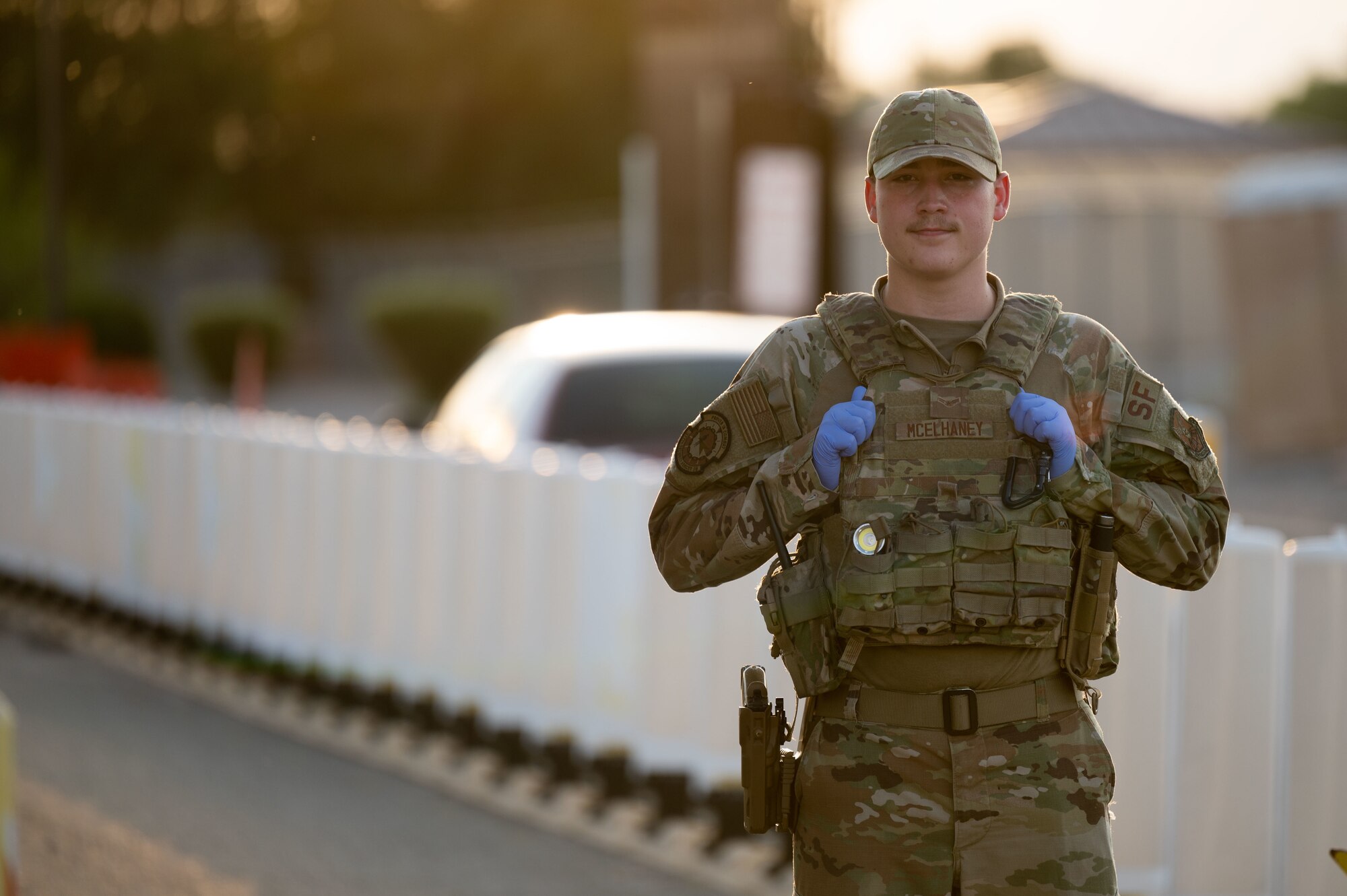 Environmental portrait featuring Security Forces airman.