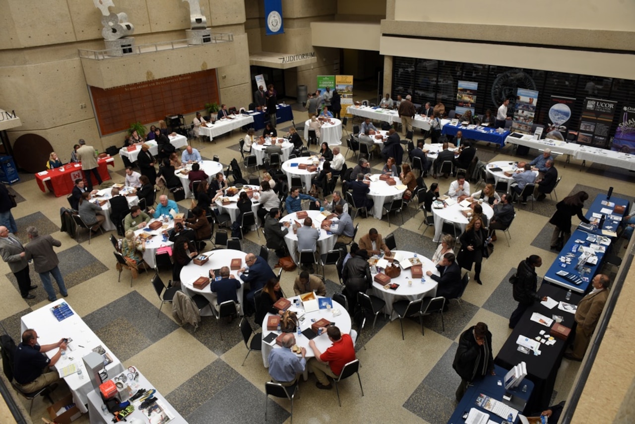 People gather for a conference.