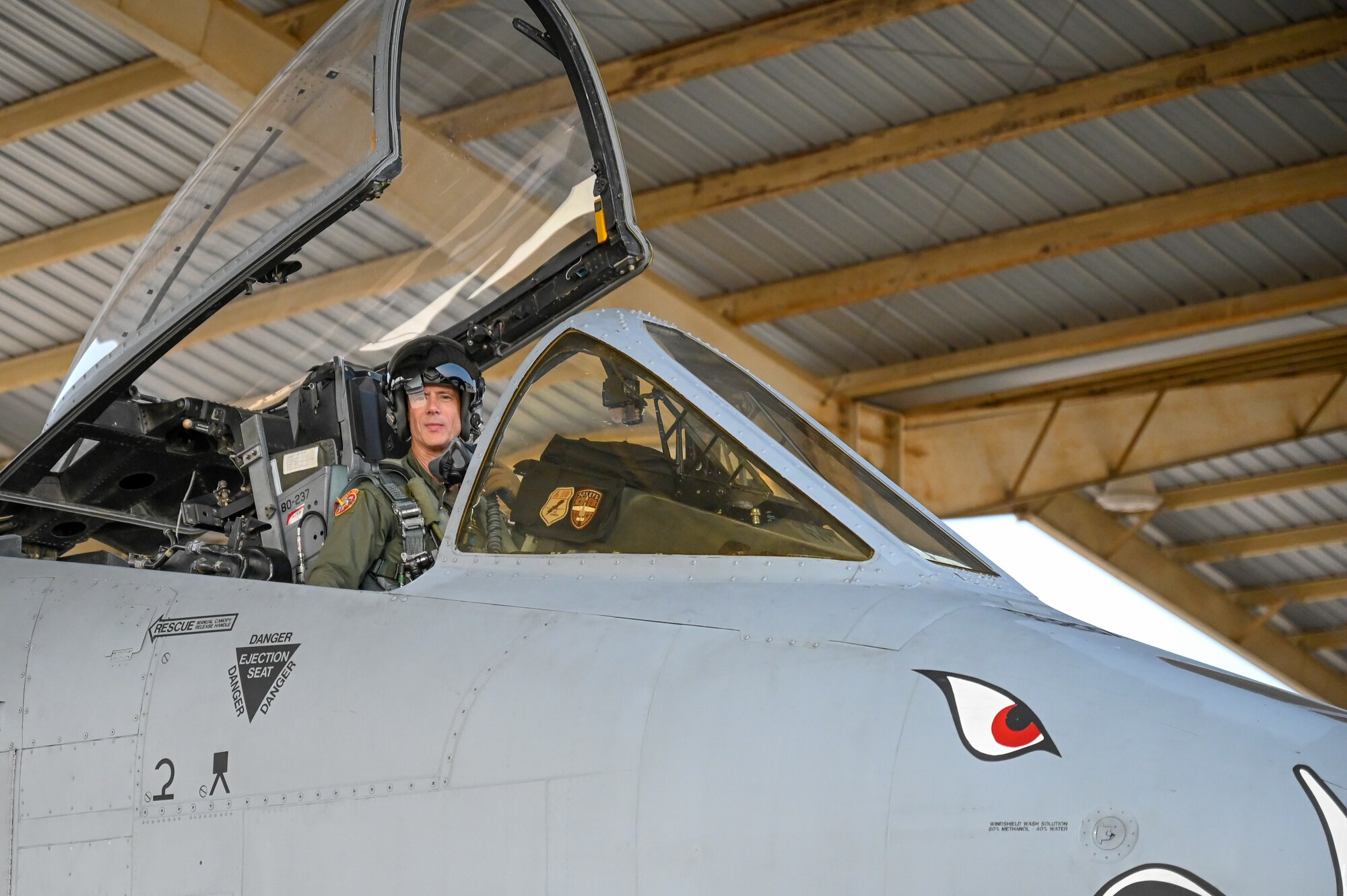 Lt. Col. John “Karl” Marks taxies in after completing 7,000 hours in the A-10C Thunderbolt II on Sept. 1, 2021 at Whiteman AFB, Mo. Marks is the highest hour A-10C pilot in history.