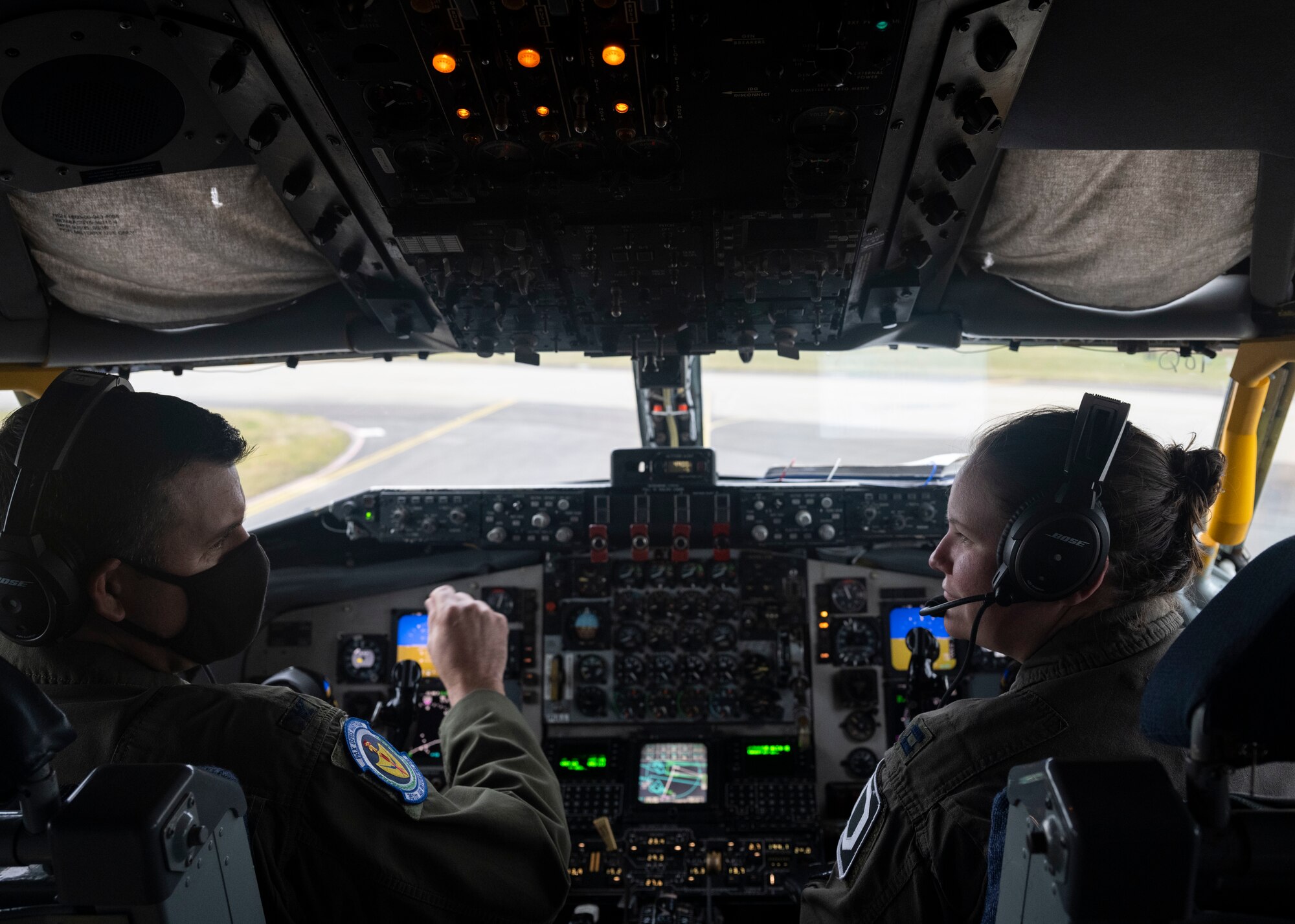 U.S. Air Force Col. Gene Jacobus, 100th Air Refueling Wing commander, conducts preflight operations in a KC-135 Stratotanker aircraft prior to his first flight as commander of the 100th Air Refueling Wing at Royal Air Force Mildenhall, England, Sept. 1, 2021. The 100th ARW is the only permanent U.S. air refueling wing in the European theater, providing the critical air refueling “bridge” which allows the Expeditionary Air Force to deploy around the globe at moment’s notice. (U.S. Air Force photo by Airman Alvaro Villagomez)