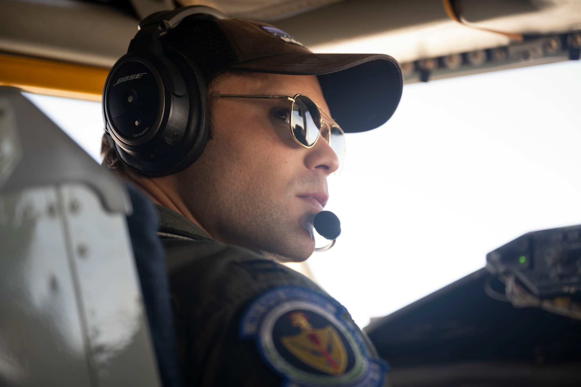 U.S. Air Force Capt. Bradley Mokris, 351st Air Refueling Squadron pilot, flies a KC-135 Stratotanker aircraft assigned to the 100th Air Refueling Wing at Royal Air Force Mildenhall, England, Sept. 1, 2021. The 100th ARW is the only permanent U.S. air refueling wing in the European theater, providing the critical air refueling “bridge” which allows the Expeditionary Air Force to deploy around the globe at a moment’s notice. (U.S. Air Force photo by Airman Alvaro Villagomez)