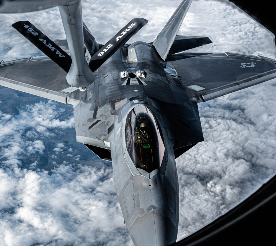 A U.S. Air Force jet refuels mid-flight.