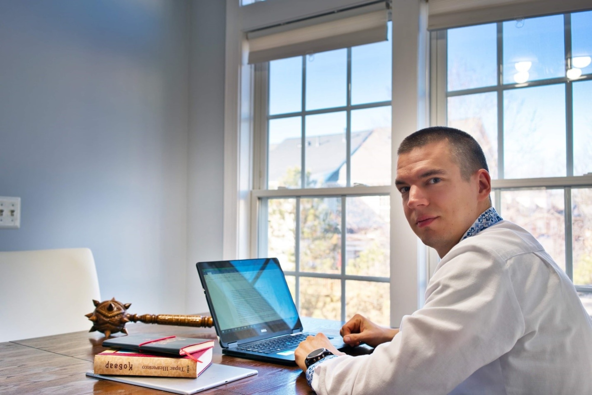 Master Sgt. Igor Pogrebnyak was part of the translation team. He speaks Ukrainian, Russian, Turkish and English. The group translated two chapters of the U.S. Joint Publication 5 from English to Ukrainian. Photo courtesy of Master Sgt. Igor Pogrebnyak.