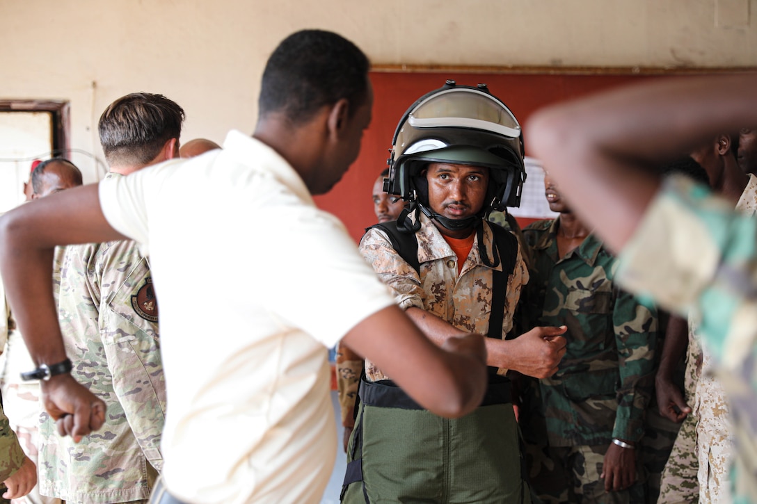 Kentucky National Guard Engineers with the 577th Sapper Company and 123rd Airlift Wing, traveled more than 15,000 miles to Camp Lemonier, Djibouti to conduct training with the Djiboutian military de-mining company as a part of the State Partnership Program (SPP) August 19 – 29, 2021.