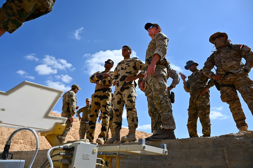 U.S., Egypt, Greece, Cyprus, Saudi Arabia and U.K special operations forces war game strategies on sniper live fire during Bright Star 21 (BS21) at Mohamed Naguib Military Base (MNMB), Egypt, Sept. 5, 2021. BS21 increases interoperability for future threat response in conventional and irregular warfare. (U.S. Army photo by Spc. Amber Cobena)